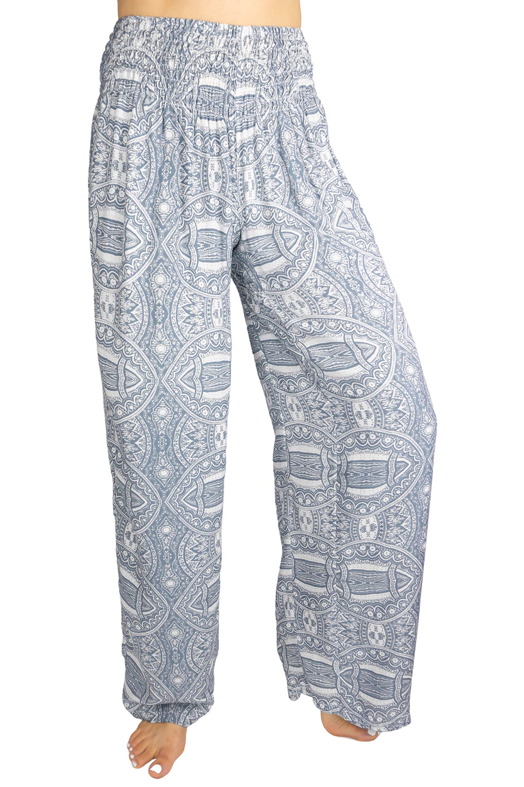 PIYOGA Women's Wide Leg Palazzo Pants - Loose Flare Yoga Pants with Smocked High Waist & Pockets | Comfortable Lounge Pants for Yoga, Travel & Casual Wear