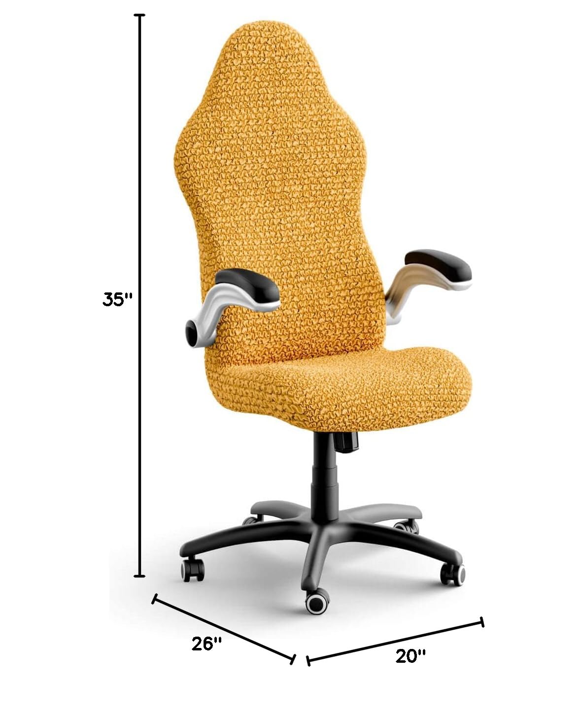 PAULATO BY GA.I.CO. Office & Gaming Chair Slipcover - Stretch Computer Desk Chair Cover with Zipper - Breathable Microfiber Fabric - 1-Piece Form Fit Design - Mango Color - Perfect for Home Office, Gaming Setup & Workspace Protection