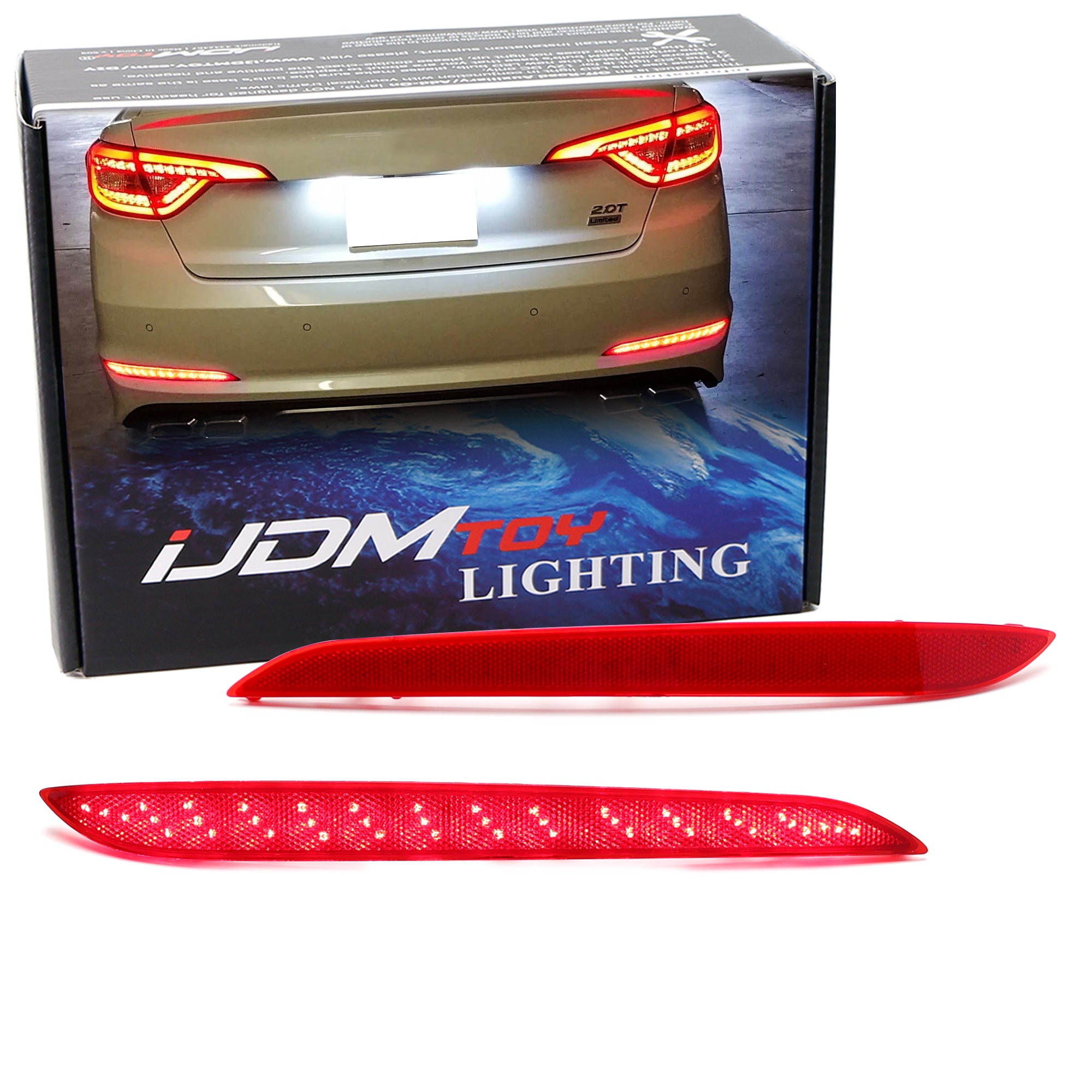 15-17 Hyundai Sonata Full LED Bumper Reflector Brake Light with Sequential Turn Signals - Upgrade for Enhanced Safety & Style | Perfect for Night Driving & Custom Car Modifications