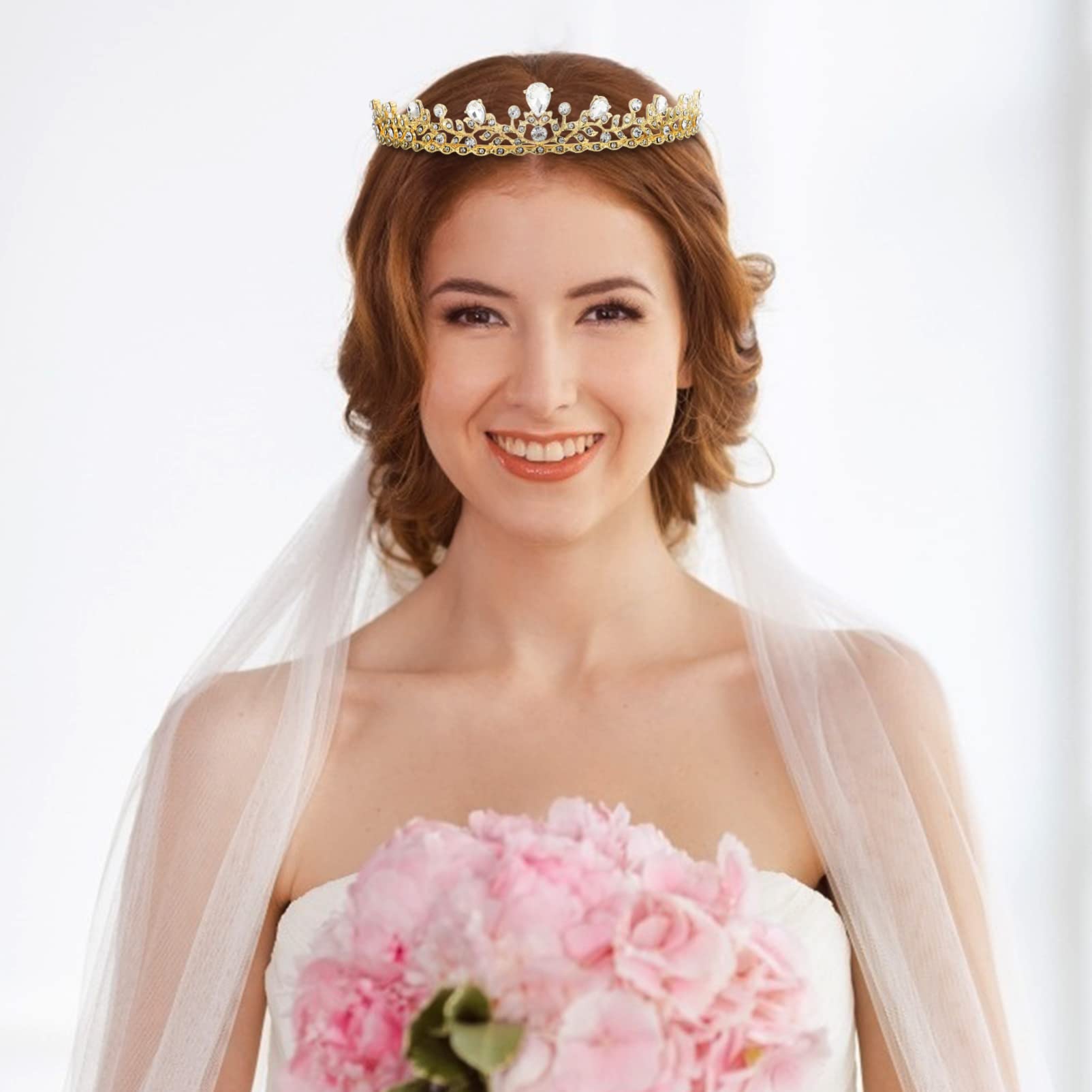 Sparkling Rhinestone Wedding Tiara for Bride - Elegant Bridal Crown Headpiece with Crystal Decor - Perfect for Bridal Showers, Weddings, and Fairy Tale-Themed Events