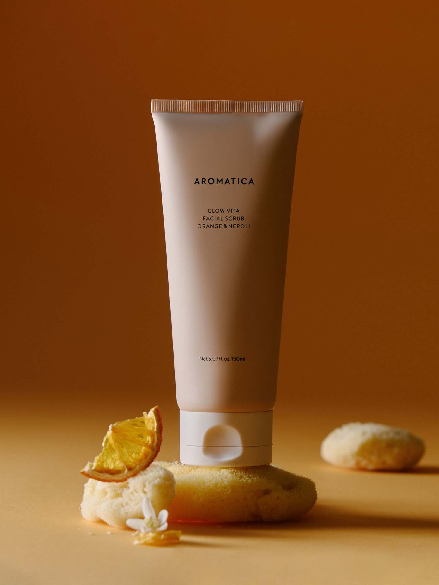 AROMATICA Glow Vita Facial Scrub with Orange & Neroli - 150ml Exfoliating Face Scrub for Brightening & Smoothing Skin - Perfect for Daily Skincare Routine & Spa Night