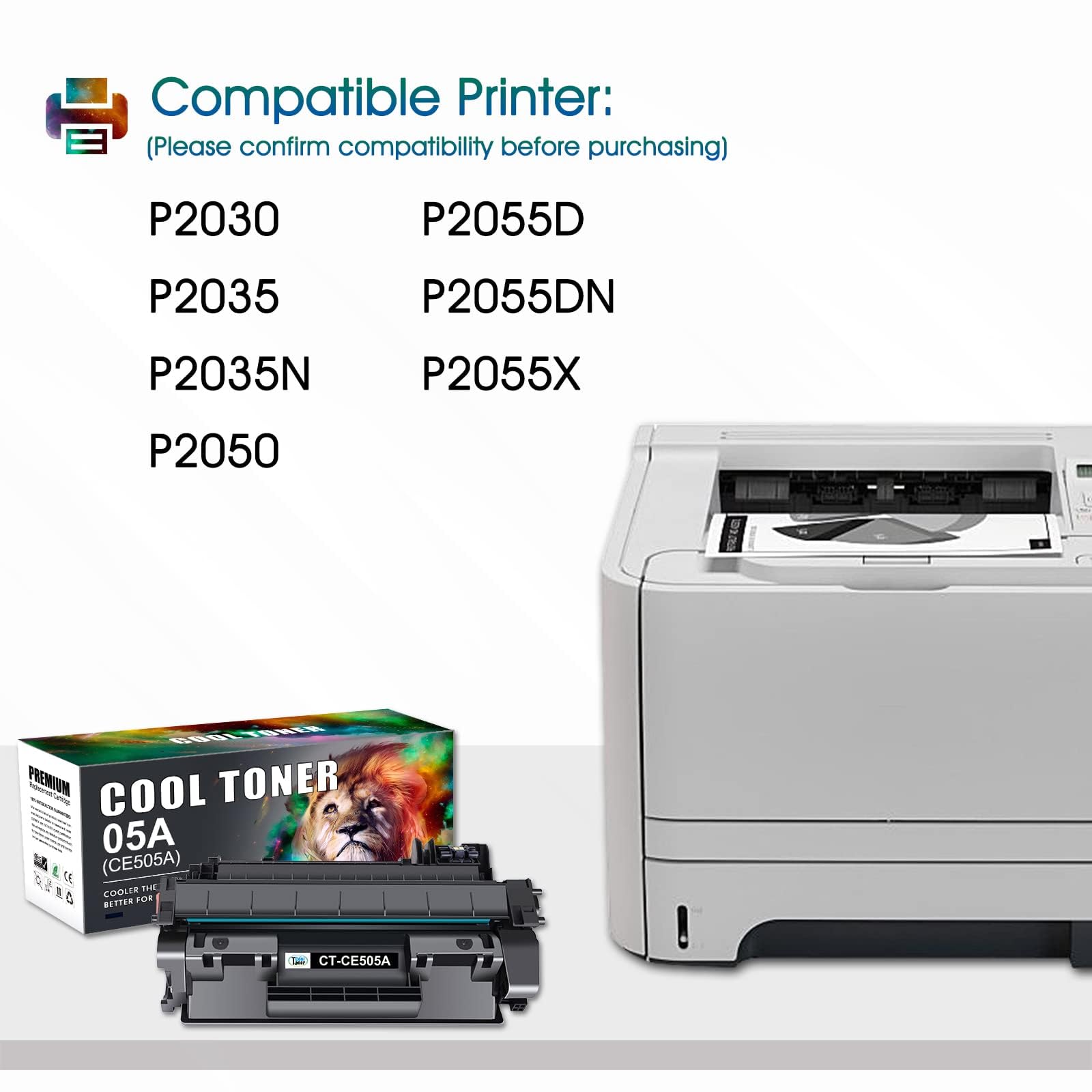 High-Quality CE505A Compatible Toner Cartridge Replacement for HP P2035 P2055DN P2035N P2030 P2050 P2055D P2055X Printers - Black (2-Pack) | Perfect for Office & Home Printing Needs