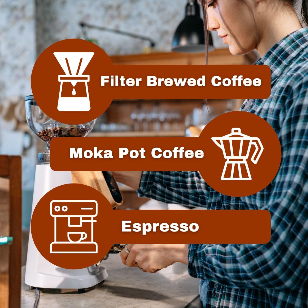 Fiorenzato AllGround Sense All Purpose Home Coffee Grinder - Italian Made Copper & Black Electric Burr Grinder for Espresso, French Press, Pour Over - Perfect for Kitchen, Office & Coffee Enthusiasts