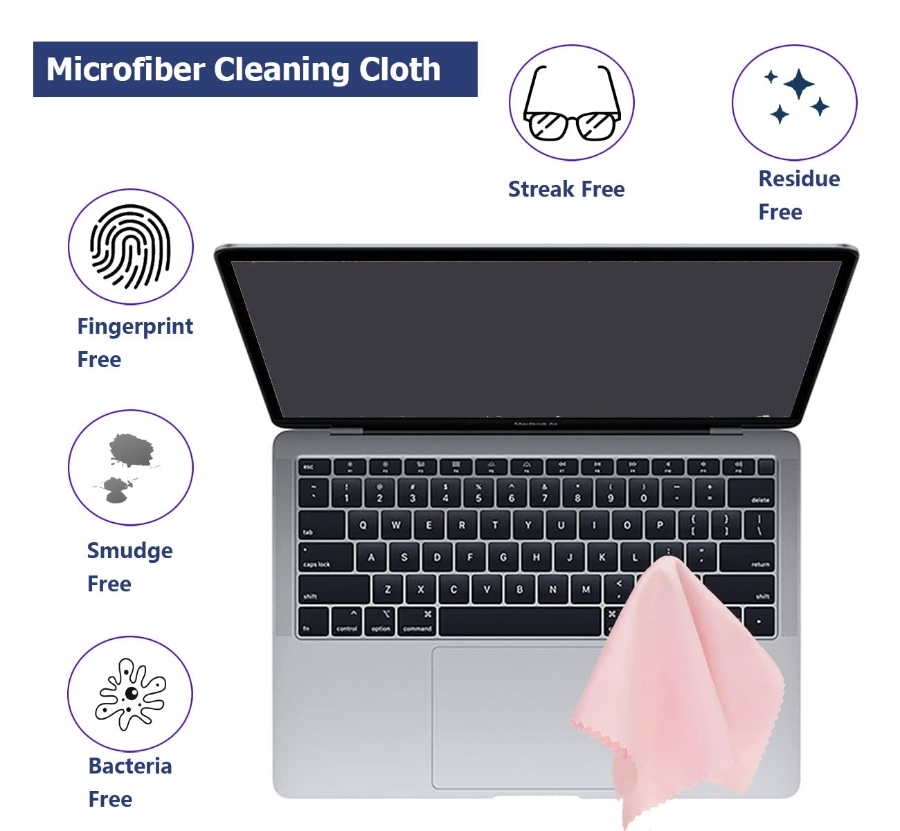 Premium Microfiber Cleaning Cloth for Eyeglasses, Camera Lenses, Phone & TV Screens - 12 Pack (6