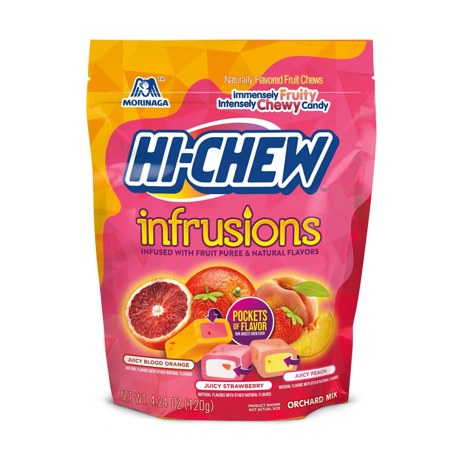 Hi-Chew Assorted Fruit Flavors Chewy Candy - 4.24oz Resealable Bag (120g) | Perfect for Lunchboxes, Office Snacks & Party Favors