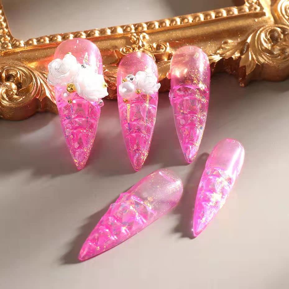Colored Glaze Acrylic False Nails - 408PCS Stiletto & Trapezoid Fake Nails Kit for DIY Nail Art, Full Cover Clear Artificial Nails with Concave & Convex Designs - Perfect for Parties, Weddings, and Special Occasions