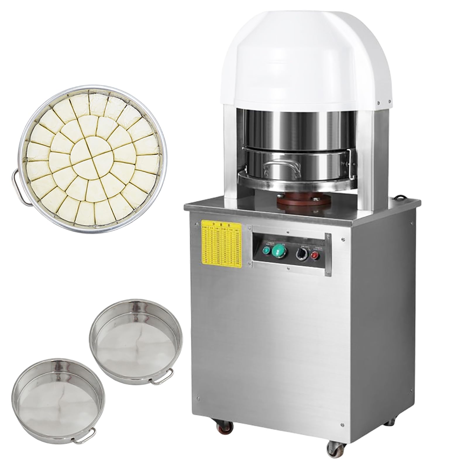 Automatic Dough Divider Cutter Machine - 20Pcs Stainless Steel Dough Cutting Tool for Bread, Pastry & Fillings (30g-155g) with 2 Plates - 110V Commercial Bakery Equipment for Restaurants, Bakeries & Home Baking