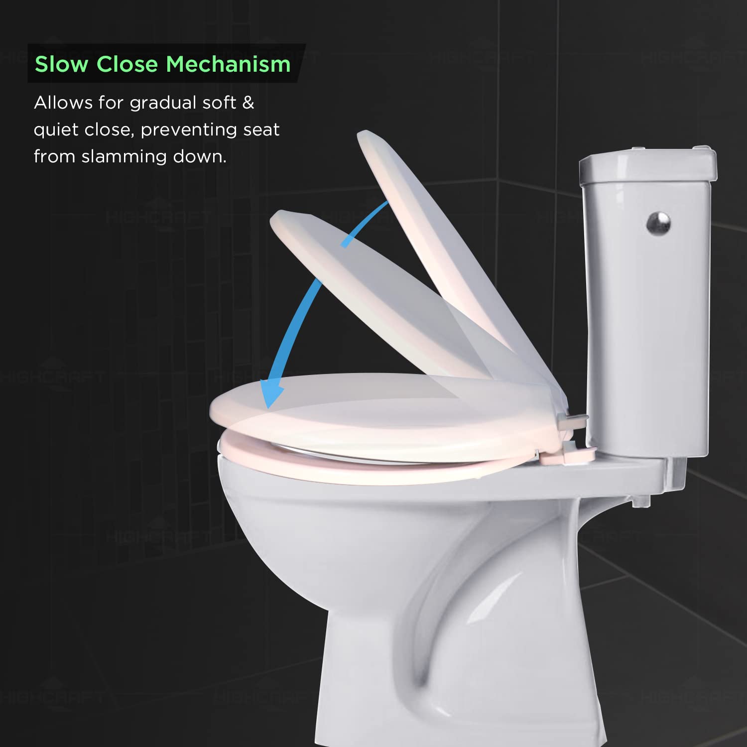 W4TSPE Elongated Plastic Toilet Seat with Slow Close Hinge - Easy to Remove & Install, White - Perfect for Bathroom Upgrade & Home Renovation