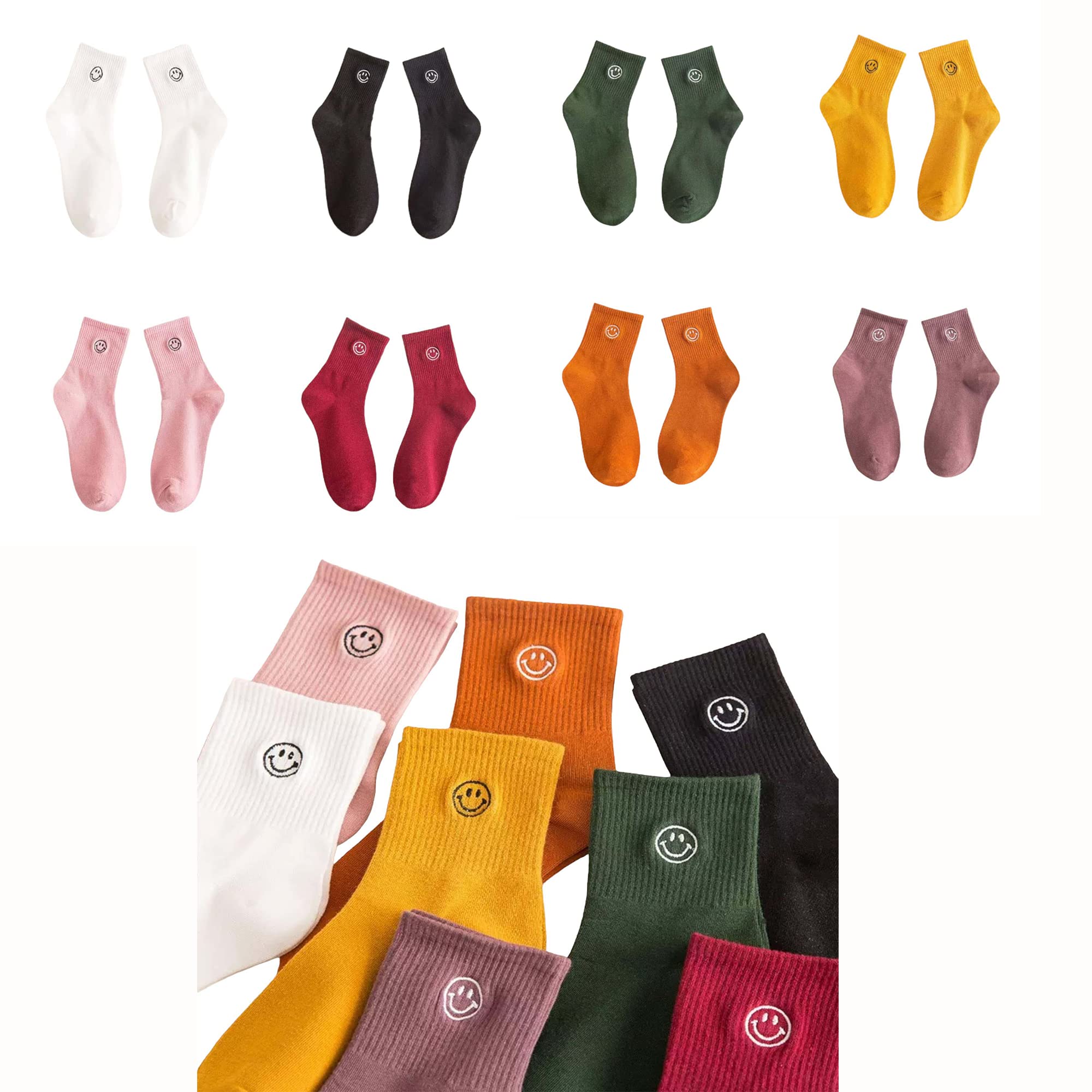 5 Pairs Cute Smile Face Cartoon Socks - Funny Low Cut Fashion Socks for Women & Girls | Perfect for Gifts, Casual Wear & Cosplay