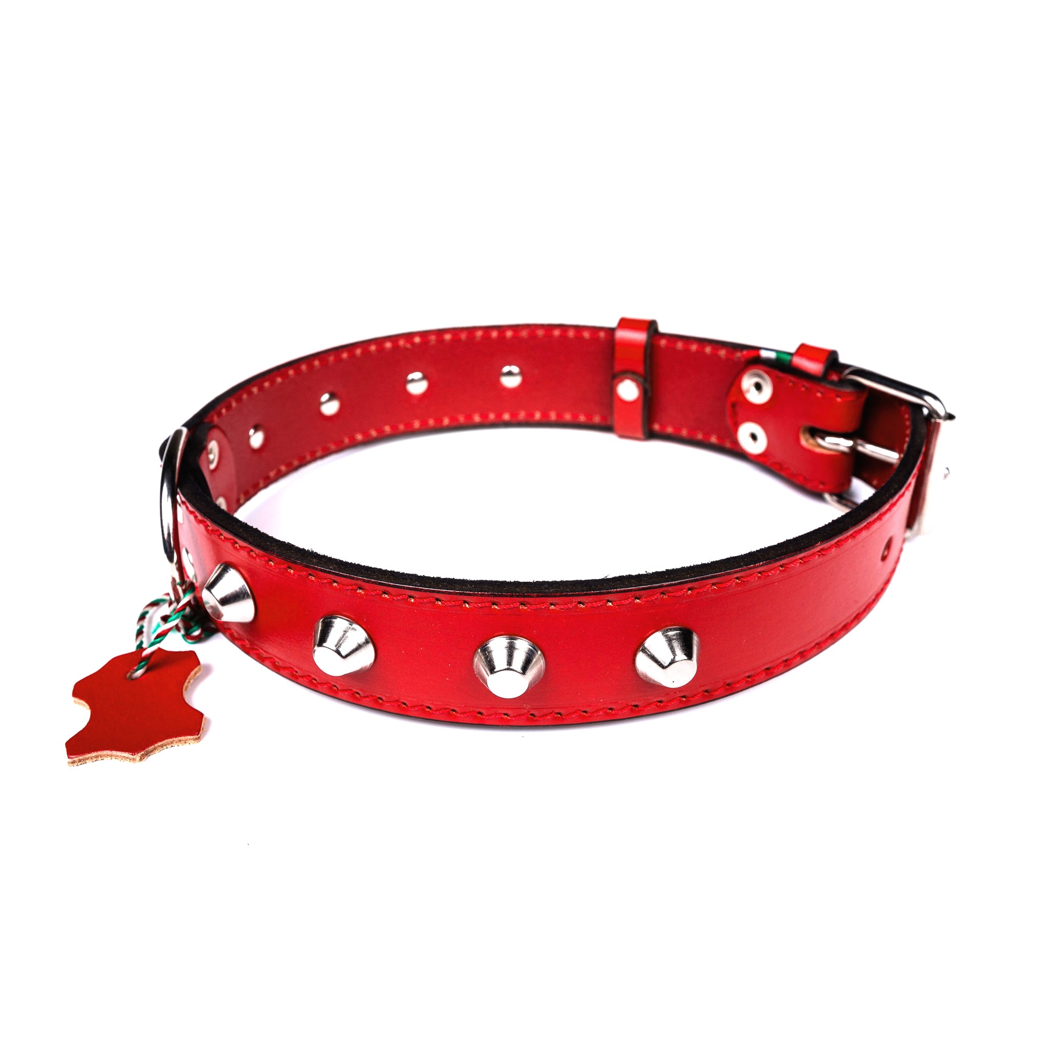 Italian Leather Studded Dog Collar with Metal Studs - Small Size for Small Dogs - Perfect for Training, Walking, and Fashion Accessories