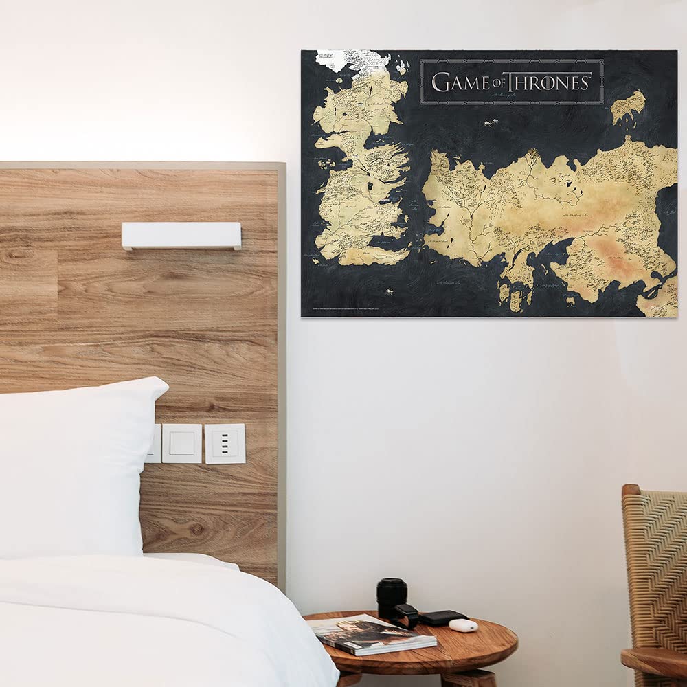 Game of Thrones Westeros Map Wall Art - 24” x 17” Durable Canvas Poster - Officially Licensed Collectible - Perfect for Living Room, Bedroom & Game Room Decor