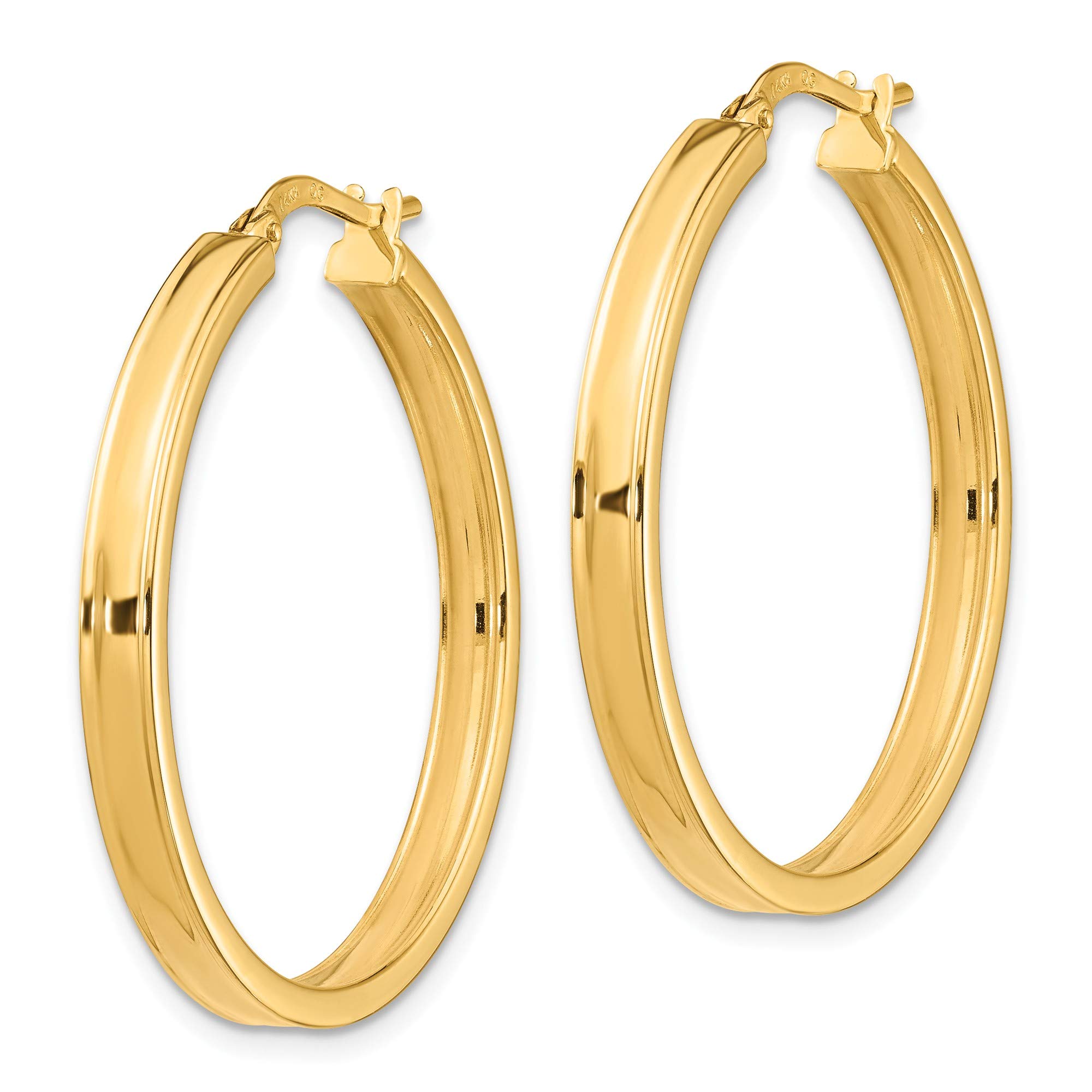 14K Yellow Gold 3mm Square Tube Hoop Earrings - Polished Finish for Women | Perfect for Everyday Wear, Date Night & Special Occasions