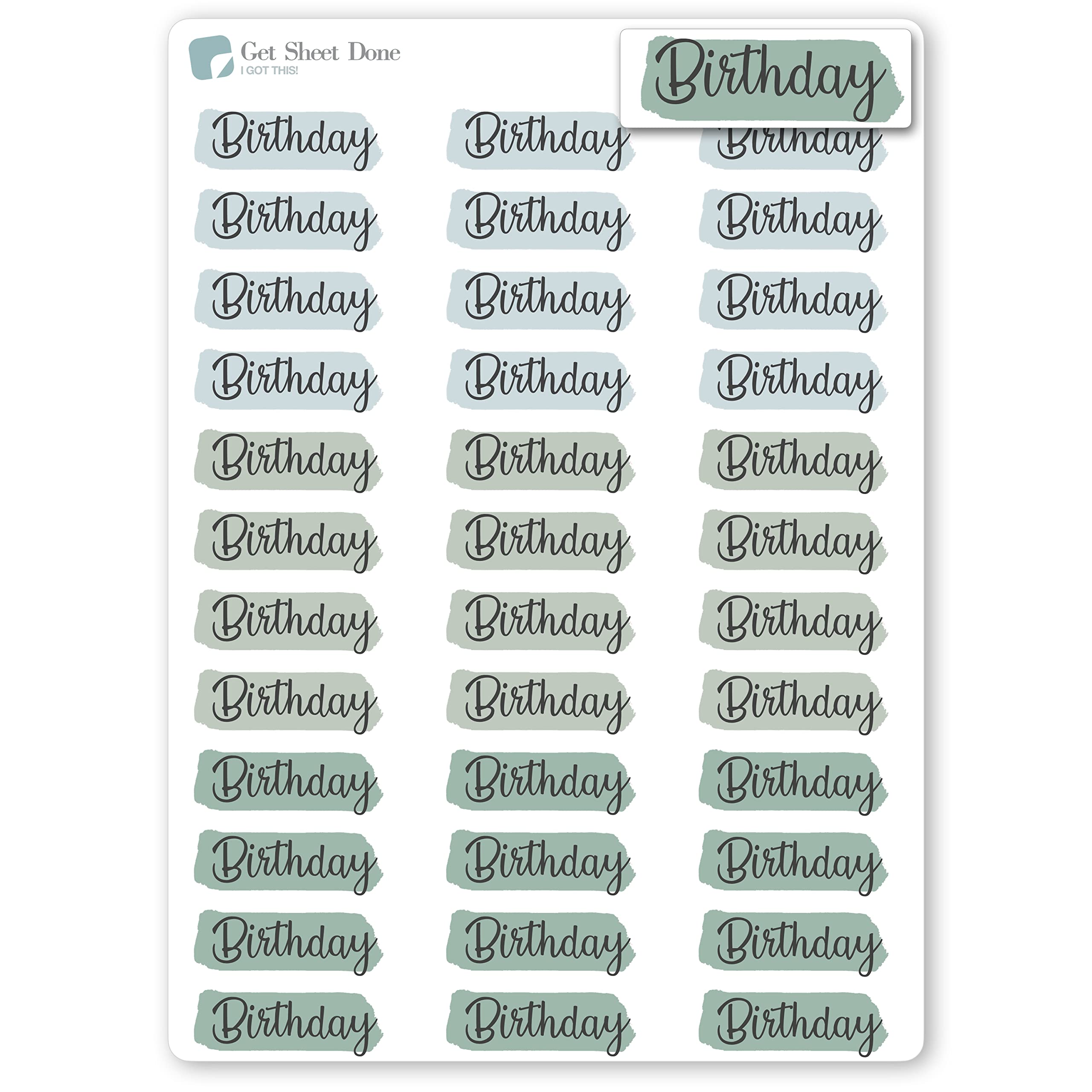 36-Pack Birthday Planner Stickers - 1 Inch Vinyl Stickers with Highlighted Text Script for Bullet Journal, Bujo, Life Planner & Productivity - Perfect for Appointments, Events & Organizing