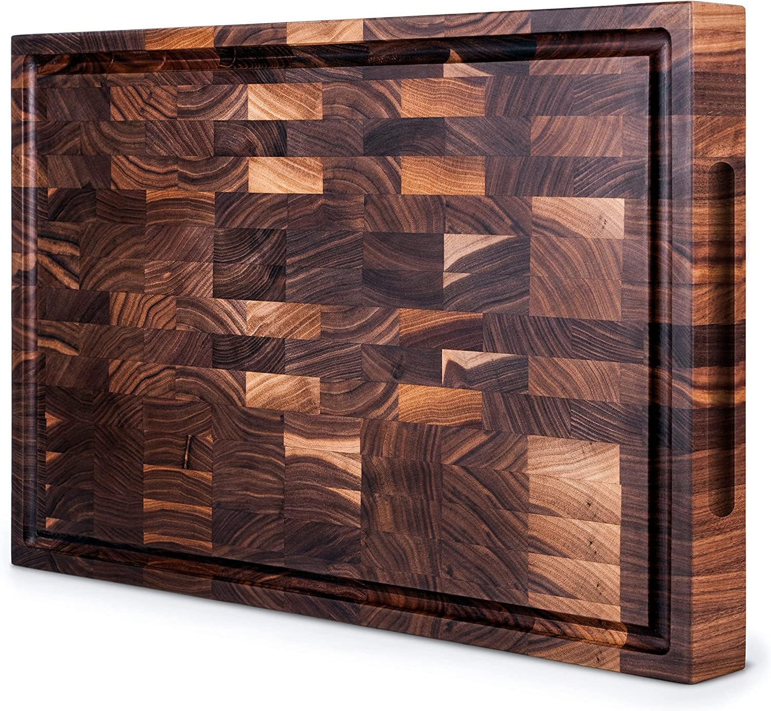 Premium Walnut Wood Cutting Board for Kitchen - Reversible Chopping Board with Juice Grooves & Handles - 20