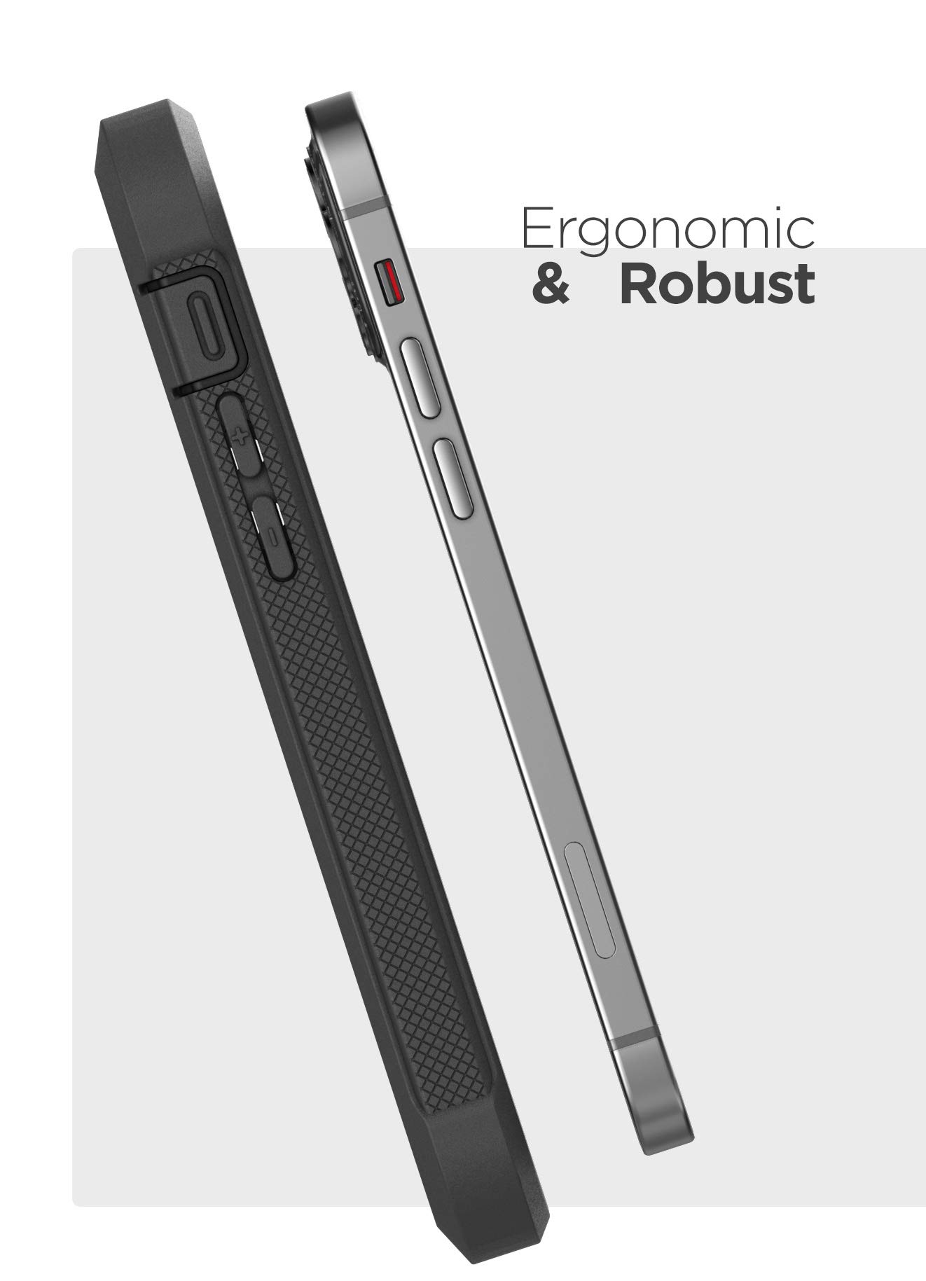 ENCASED Falcon Armor iPhone 12 Case with Built-in Screen Protector | Shockproof Full Body Protection Cover | Matte Black | Perfect for Outdoor Activities & Daily Use