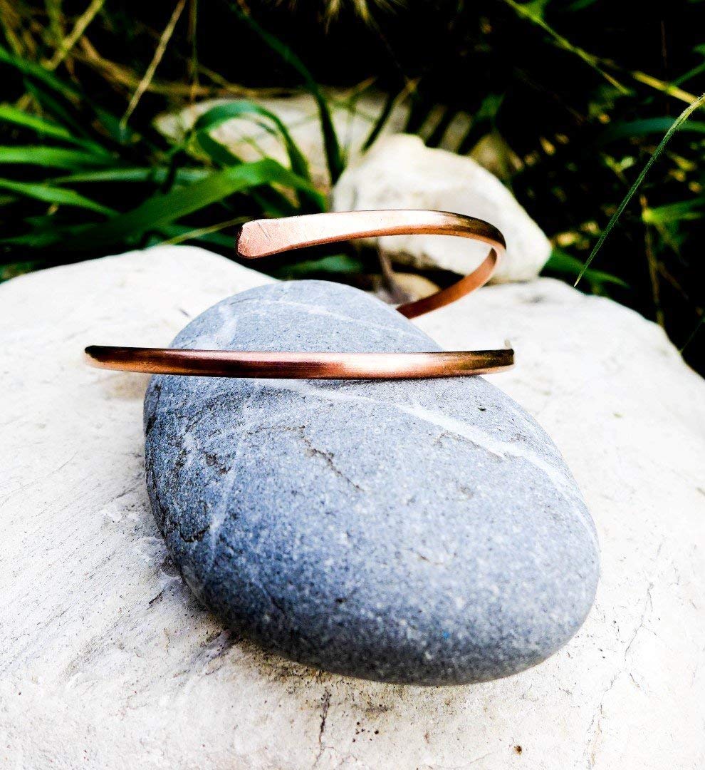 Handmade Hammered Copper Arm Cuff Bracelet - Adjustable Size for Women & Men - Boho Festival Jewelry, Wedding Accessory, Costume Armband for Renaissance Fairs & Tribal Fashion