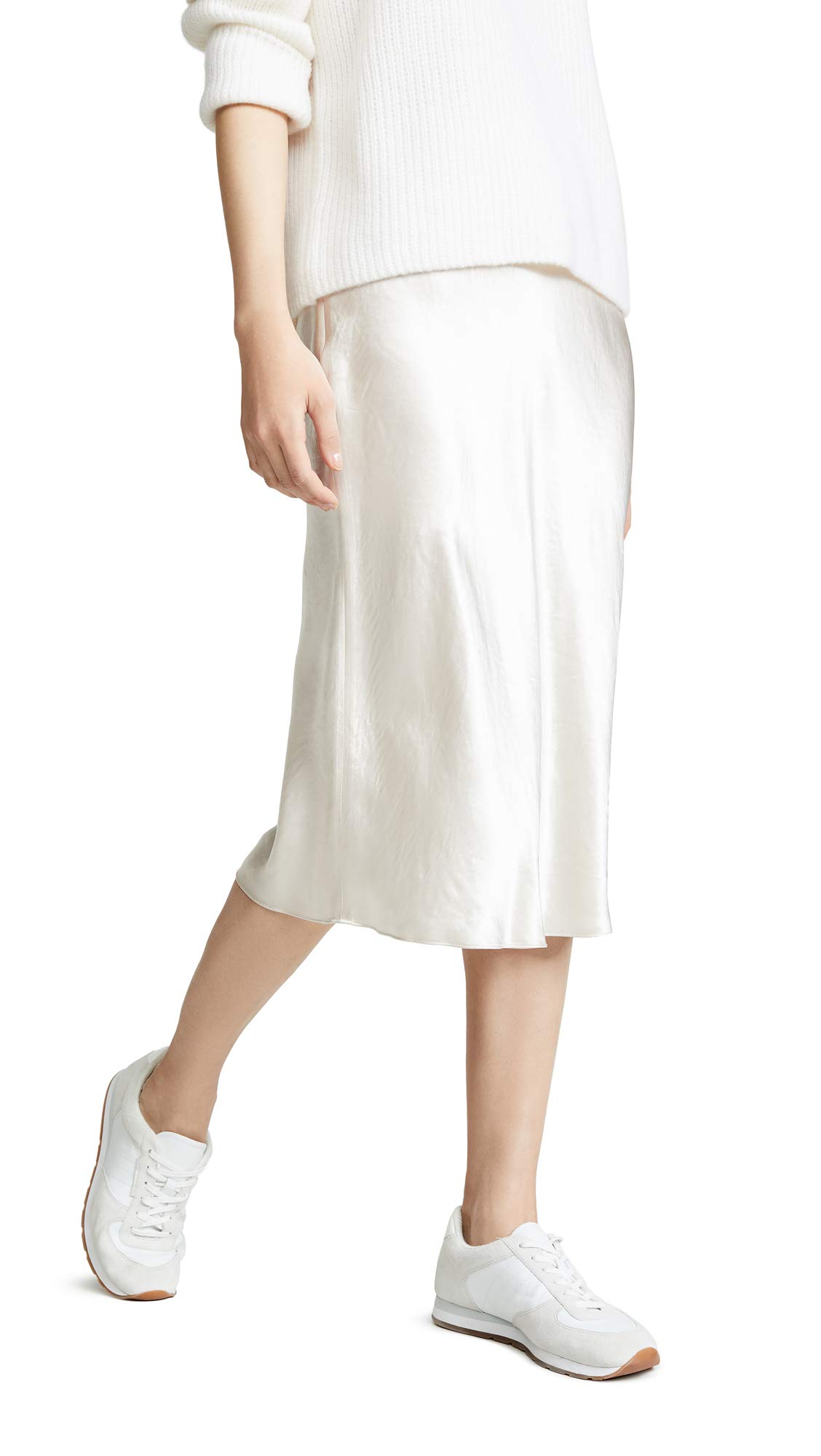 Vince Women's Slip Skirt - Elegant Midi Skirt with Side Slit, Soft Stretch Fabric for Comfort | Perfect for Office, Date Night & Summer Outfits