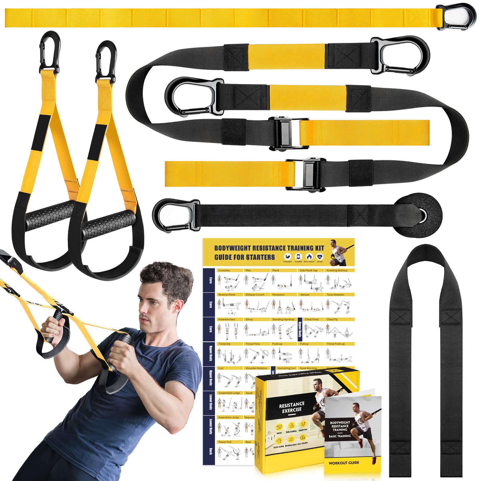 Premium Home Resistance Training Kit - Adjustable Exercise Bands with Handles, Door Anchor & Carry Bag - Full Body Workout for Home Gym, Strength Training - Perfect for Indoor/Outdoor Fitness, Travel & Physical Therapy