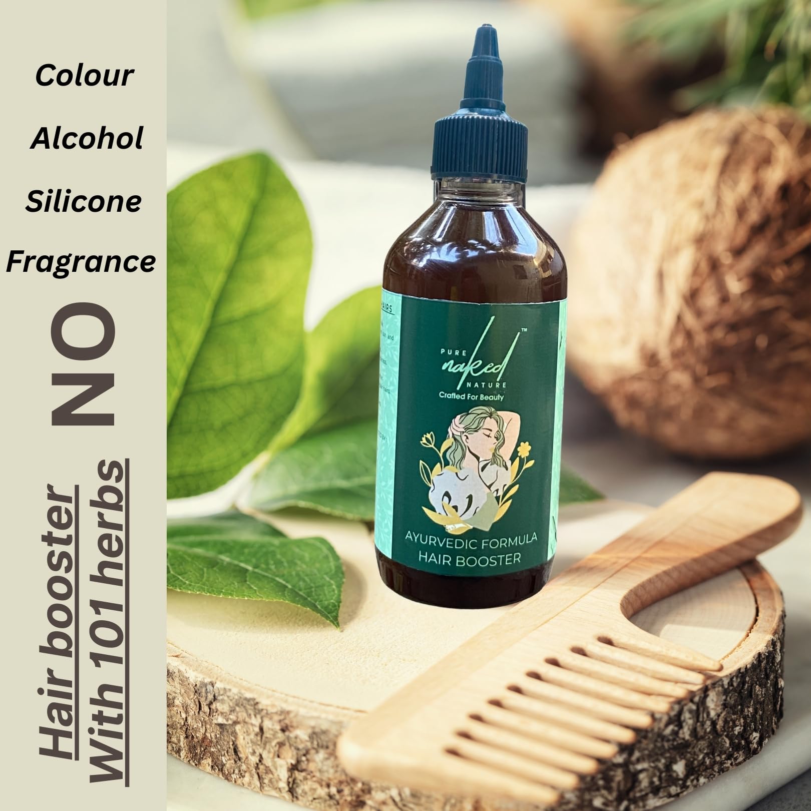 Pure Naked Nature Herbal Infused Hair Oil 250ml - Organic Hair Growth Treatment for Dry, Damaged Hair - Perfect for Daily Nourishment & Scalp Massage