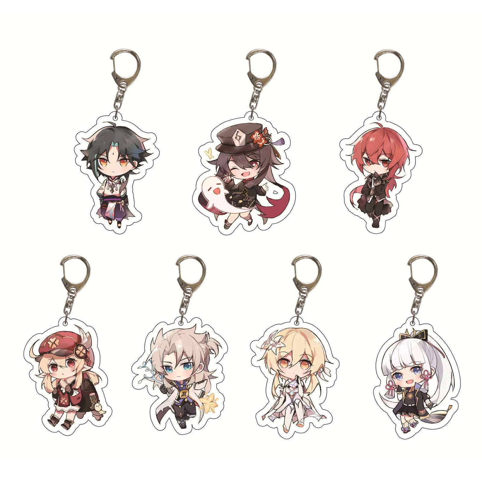 SUREHOME 29 Pack Genshin Impact Acrylic Keychain Set - Hu Tao, Ganyu, Venti, Childe & Klee Anime Figure Keychains | Bulk Cute Party Favors for Kids, Backpack Decor & Cosplay Accessories | Perfect for Anime Fans, Birthday Gifts & Game Merch Collectors