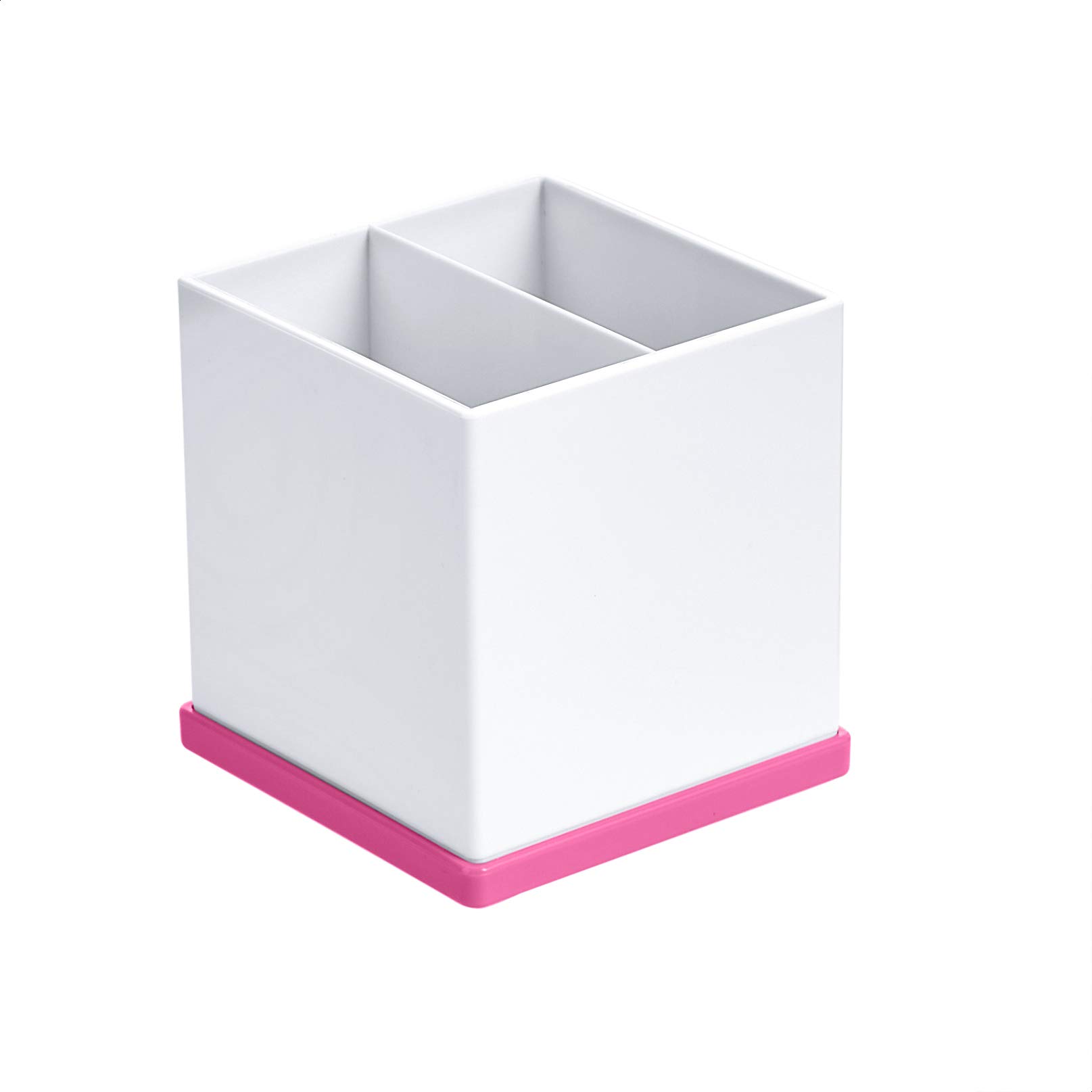 Amazon Basics Pen Organizer - Pink and White Desk Organizer for Pens, Pencils & Office Supplies | Perfect for School, Home Office & Workspace Organization