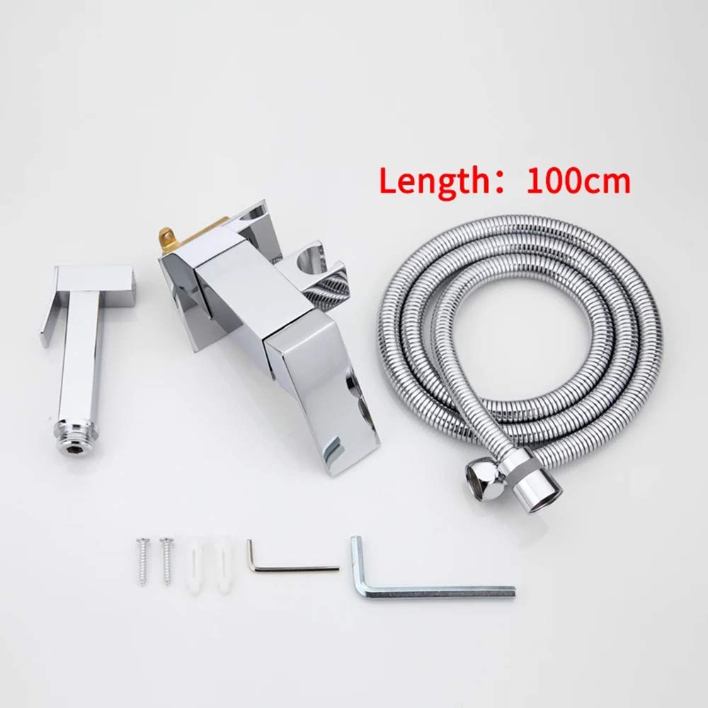 Brass Handheld Shower Sprayer with Hot & Cold Water Mixer - Chrome Square Toilet Sprayer for Bathroom | Easy Installation | Perfect for Baby Bathing, Pet Cleaning & Hygiene Care