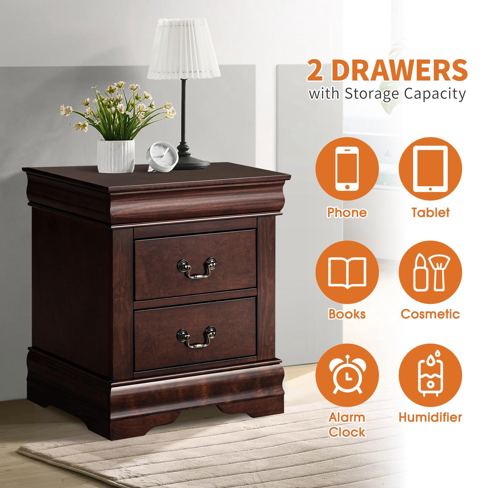 Louis Philippe Night Stand by Furniture of America - Elegant Bedside Table for Bedroom Decor, Storage & Organization