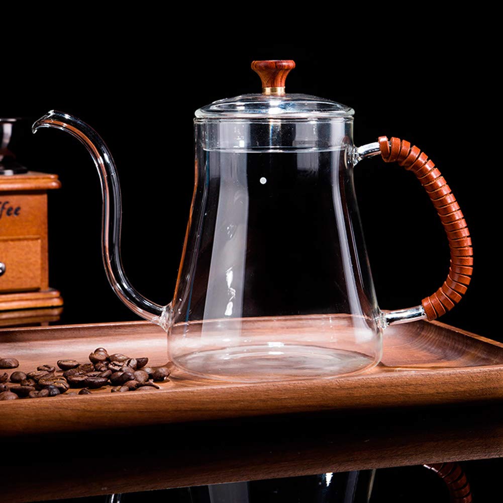 Premium 600ml Thickened Glass Gooseneck Kettle - Alvinlite Pouring Kettle for Precision Coffee Brewing, Tea Dripping & Pour Over Coffee - Ideal for Home Baristas, Coffee Shops & Tea Enthusiasts