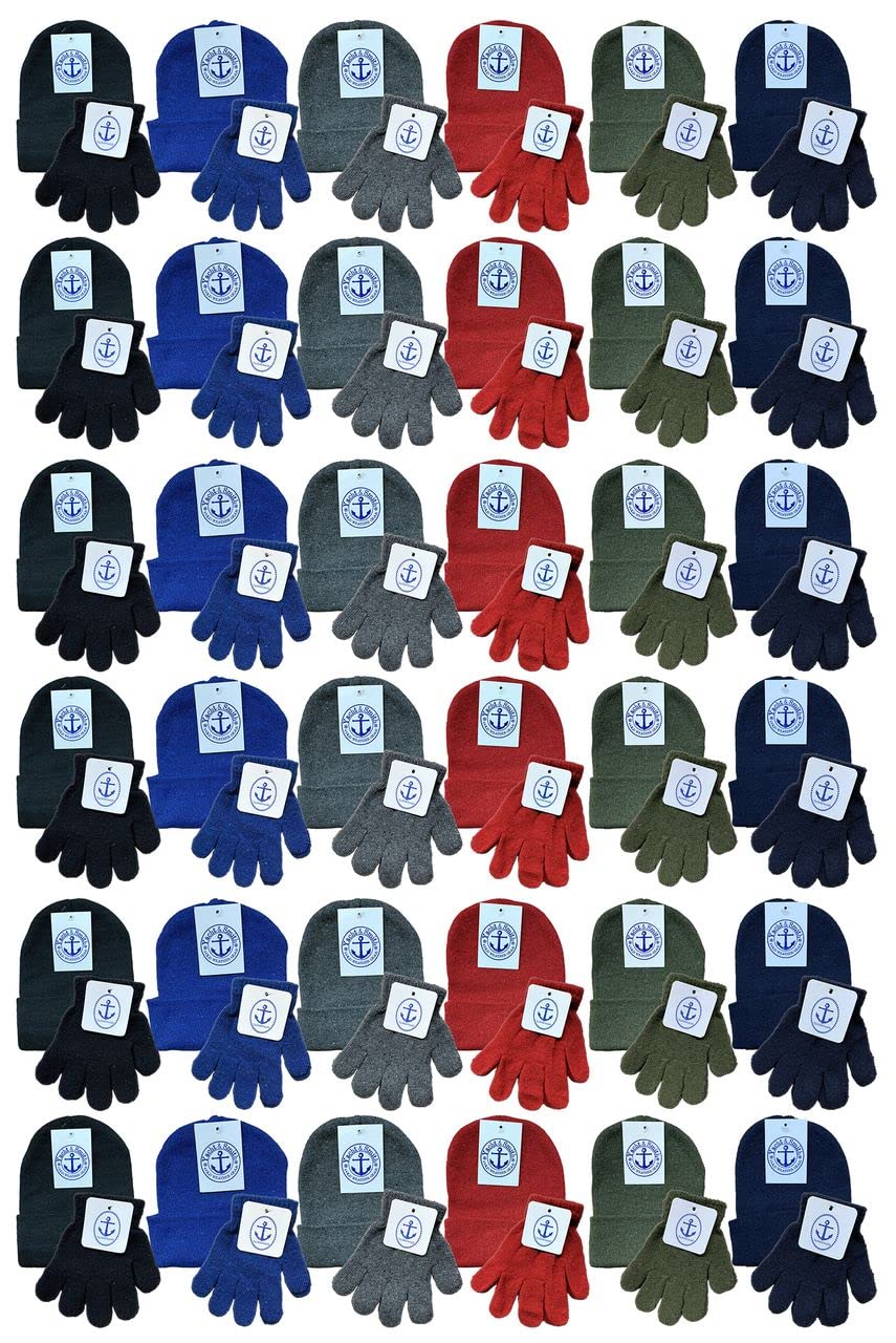 Yacht & Smith 72 Pack Bulk Winter Stretch Gloves & Mittens - Warm Thermal Gloves for Men Women - Perfect for Skiing, Snowboarding, Outdoor Work & Winter Activities