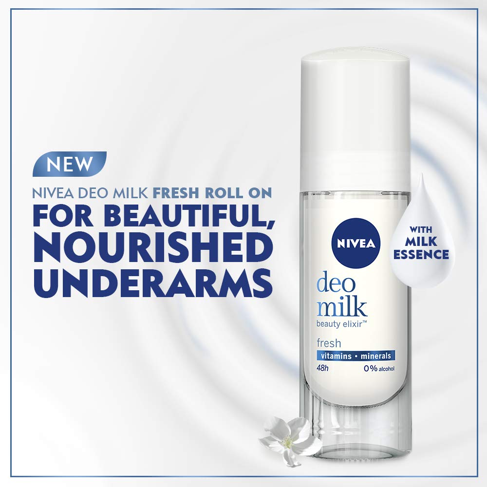 Nivea Deodorant for Women - Fresh Milk Scent Roll-On, 40ml | Long-Lasting Protection & Gentle Care | Perfect for Daily Use, Workouts & Active Lifestyles