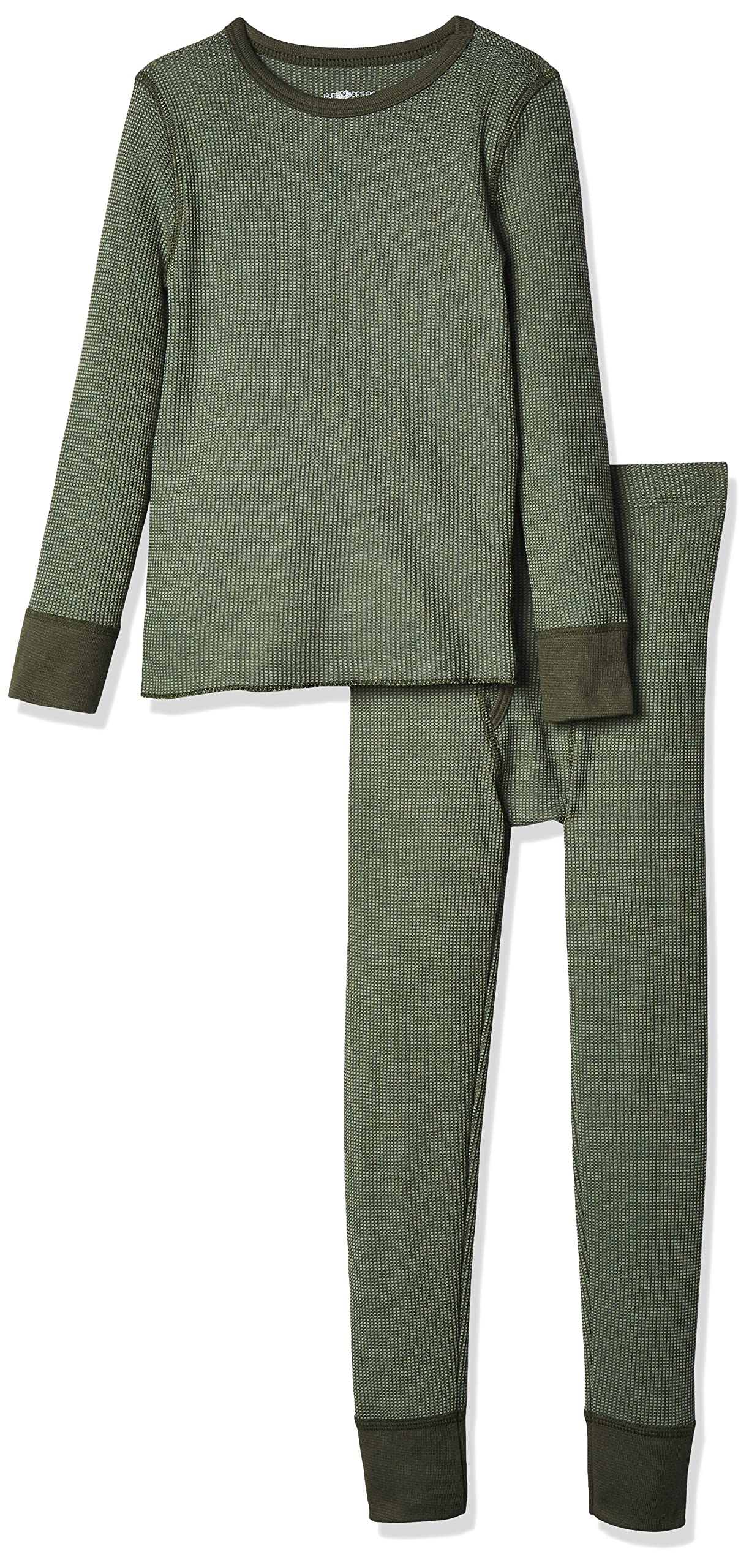 Fruit of the Loom Boys' Thermal Underwear Set - 100% Cotton Waffle Knit Long Sleeve Shirt & Pants for Winter Warmth - Perfect for Cold Weather, Outdoor Activities & Layering