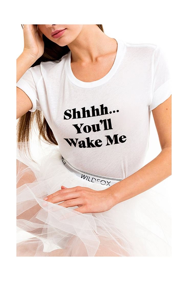 Wildfox Women's Couture Shhhh Seer Tee - Soft Cotton Crewneck T-Shirt in Clean White | Casual Everyday Wear & Street Style Outfits