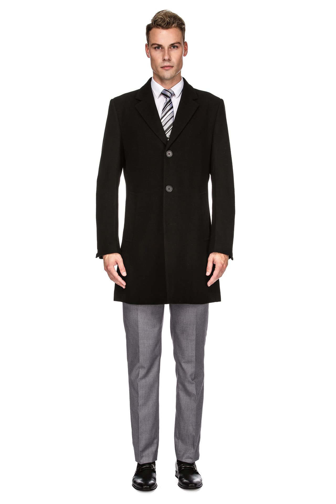 Braveman Men's Heavyweight Wool Blend Peacoat Top Coat Jacket - Winter Warm Overcoat for Business, Office & Formal Occasions
