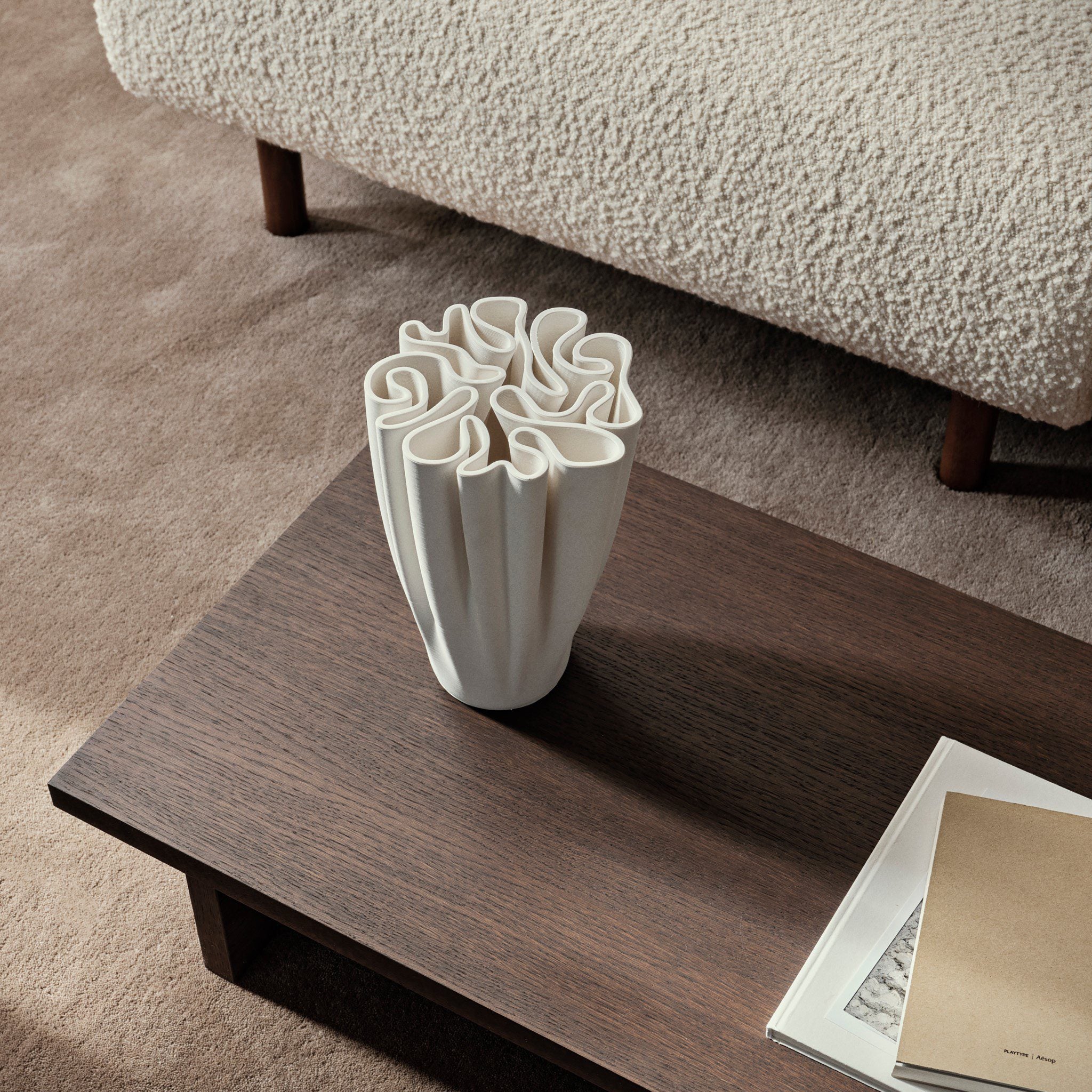 FERM LIVING Dedali Vase - Modern Ceramic Home Decor for Living Room, Bedroom, Office - Minimalist Off White Table Centerpiece for Flowers & Interior Design