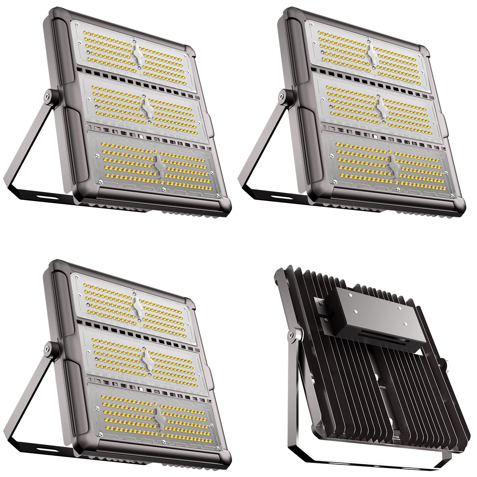 Philips 350W LED Outdoor Flood Lights - 360° Stadium Lighting (4-Pack) | 52,500 Lumens (1400W Equivalent) | IP65 Waterproof & Adjustable U-Bracket | Perfect for Parking Lots, Backyards, Sports Fields & Security Lighting