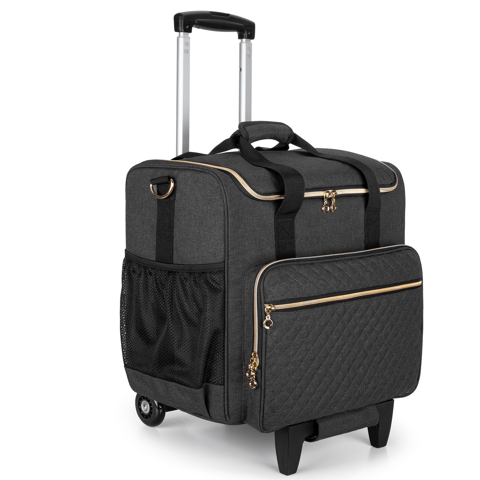 LUXJA Rolling Teacher Bag with Laptop Compartment & Detachable Wheels - Multi-Functional Tote Organizer for Educators (Black) | Perfect for School, Travel & Work Commutes