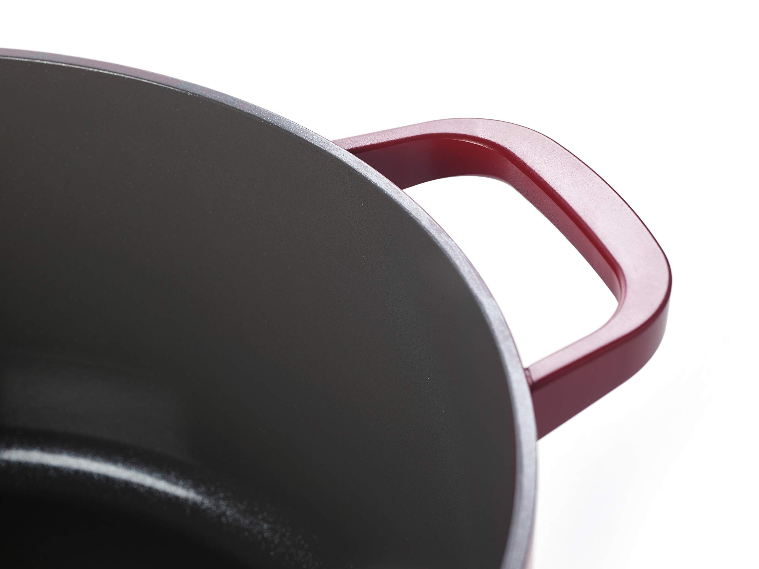 Healthy Ceramic Nonstick 6.6L Dutch Oven with Tempered Self-Basting Lid - 28cm Aluminum Casserole Dish for Induction, Oven & Dishwasher Safe (Red) - Perfect for Slow Cooking, Braising & Family Meals