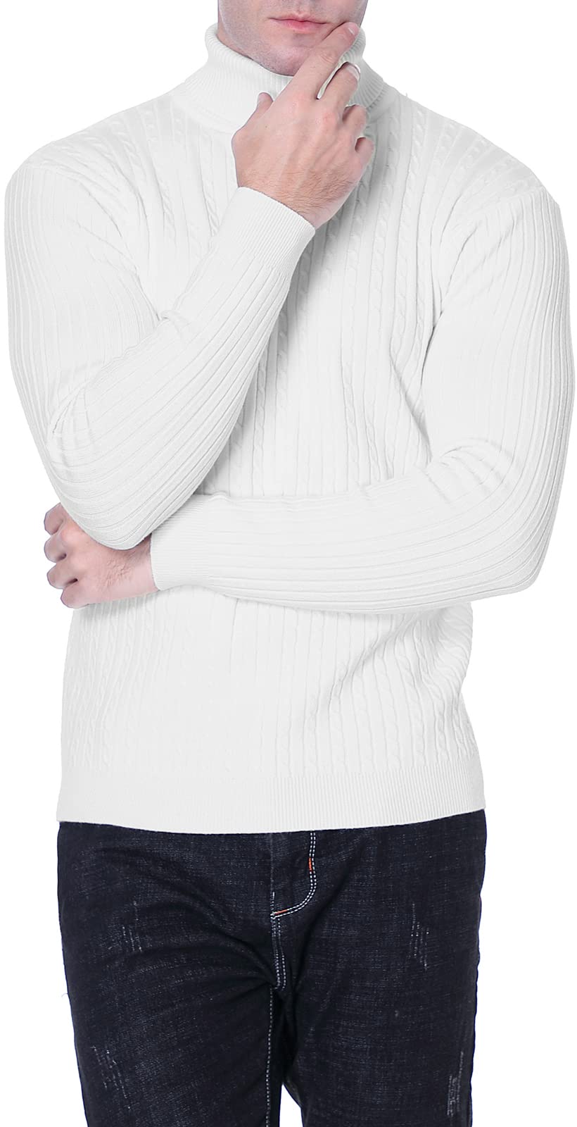 QZH.DUAO Men's Slim Fit Turtleneck Sweater - Casual Twist Knit Pullover for Fall & Winter - Office, Date Night & Holiday Outfits