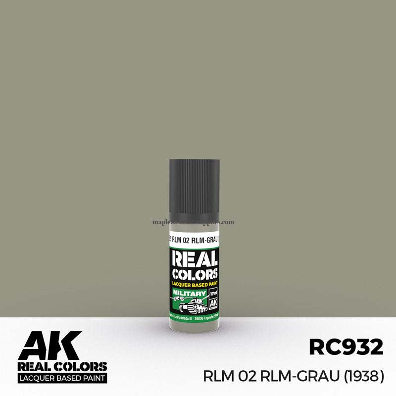 AK Interactive Real Colors RLM 02 RLM GRAU (1938) - Premium Scale Model Paint for Aircraft & Military Miniatures - Perfect for Historical Model Kits & DIY Projects
