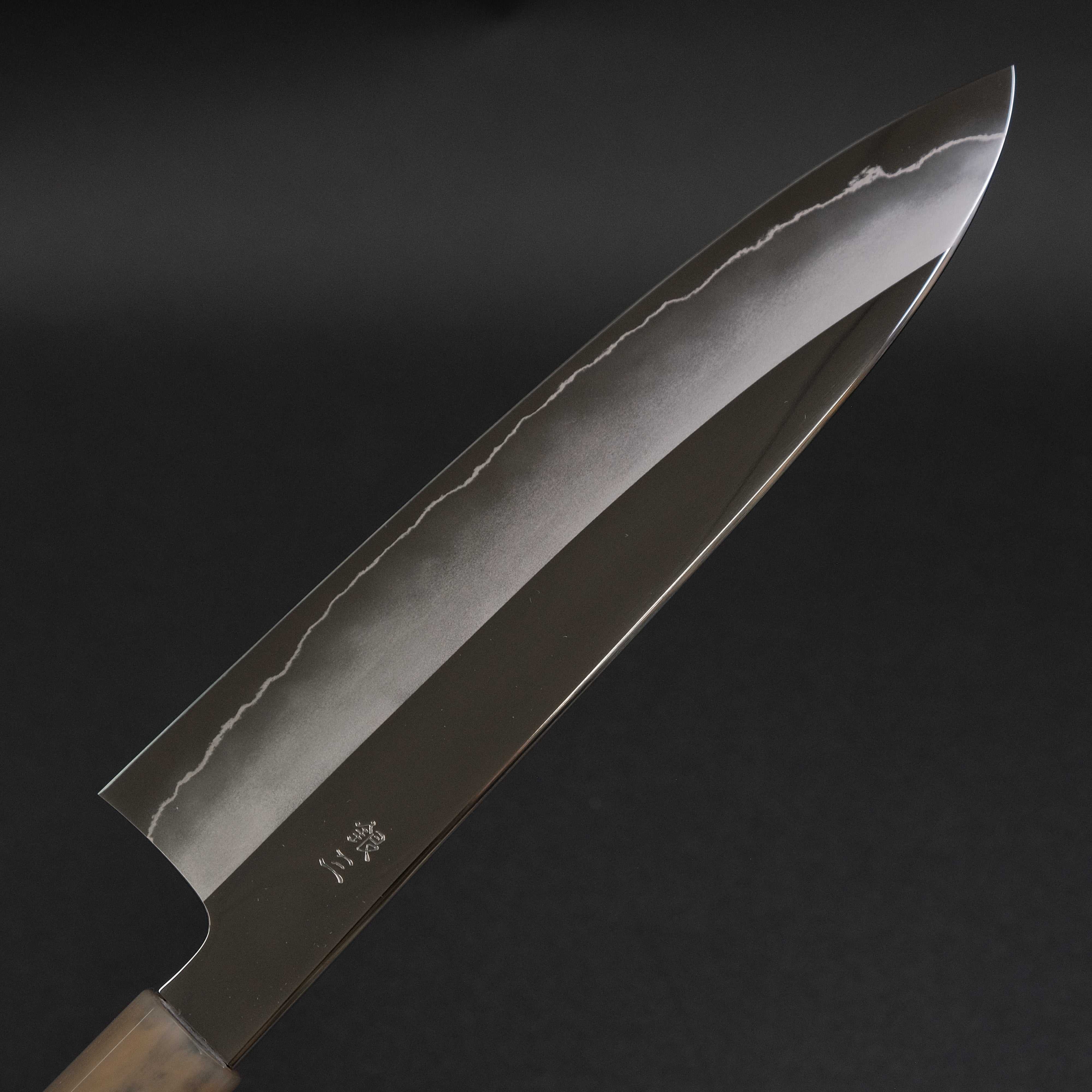 Hitohira Kikuchiyo Rou Silver #3 Mirror Polished Gyuto 210mm Japanese Chef Knife with Ebony Handle - Perfect for Sushi, Meat Cutting & Professional Kitchen Use