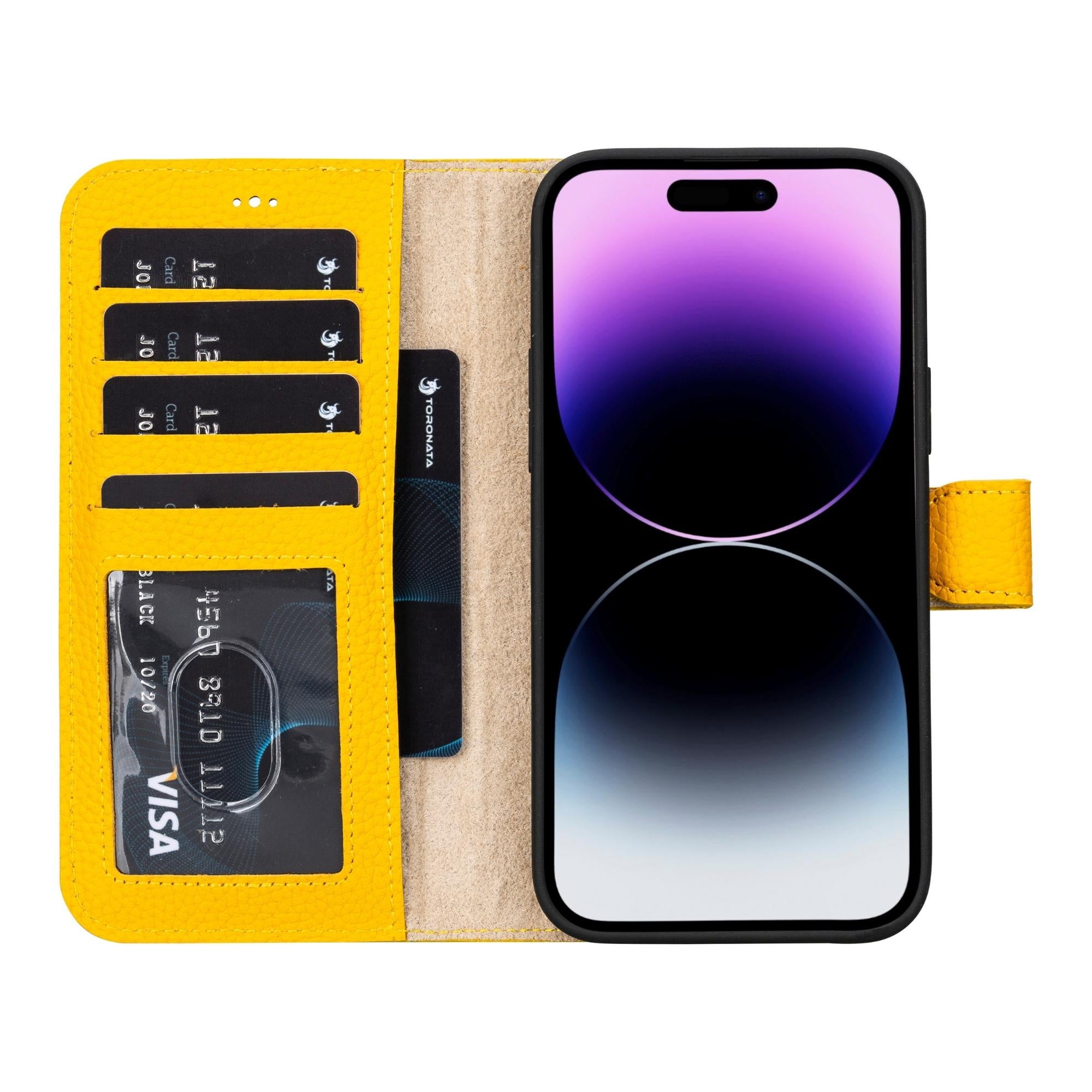 Premium Casper Leather Wallet Case for iPhone 15/15 Pro/15 Pro Max - Slim RFID Blocking Protective Cover with Card Slots | Perfect for Business Travel & Everyday Use