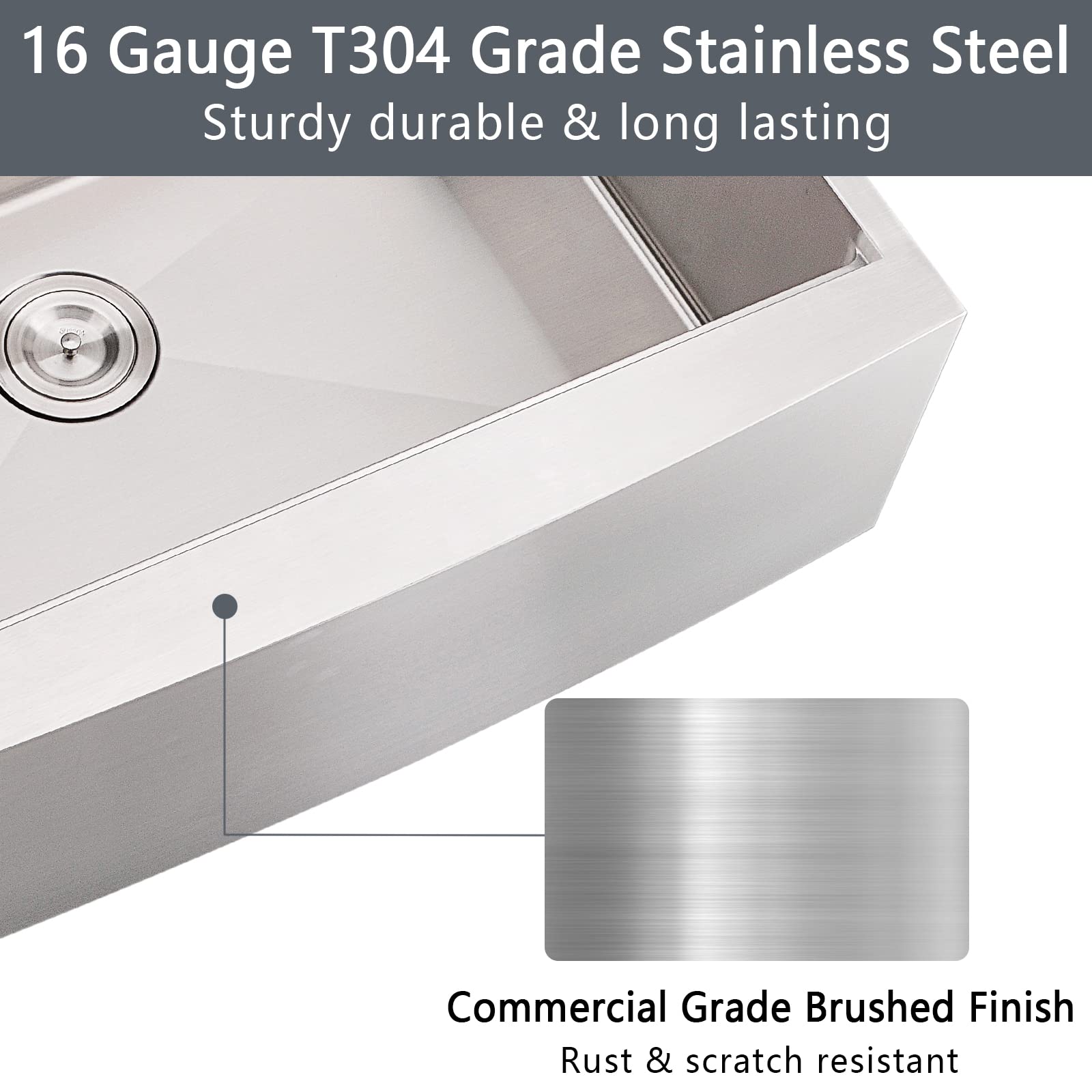33 Inch Farmhouse Sink - 16 Gauge Stainless Steel Apron Front Kitchen Sink with Workstation Ledge, Deep Single Bowl & Accessories | Perfect for Rustic, Modern & Farmhouse Style Kitchens
