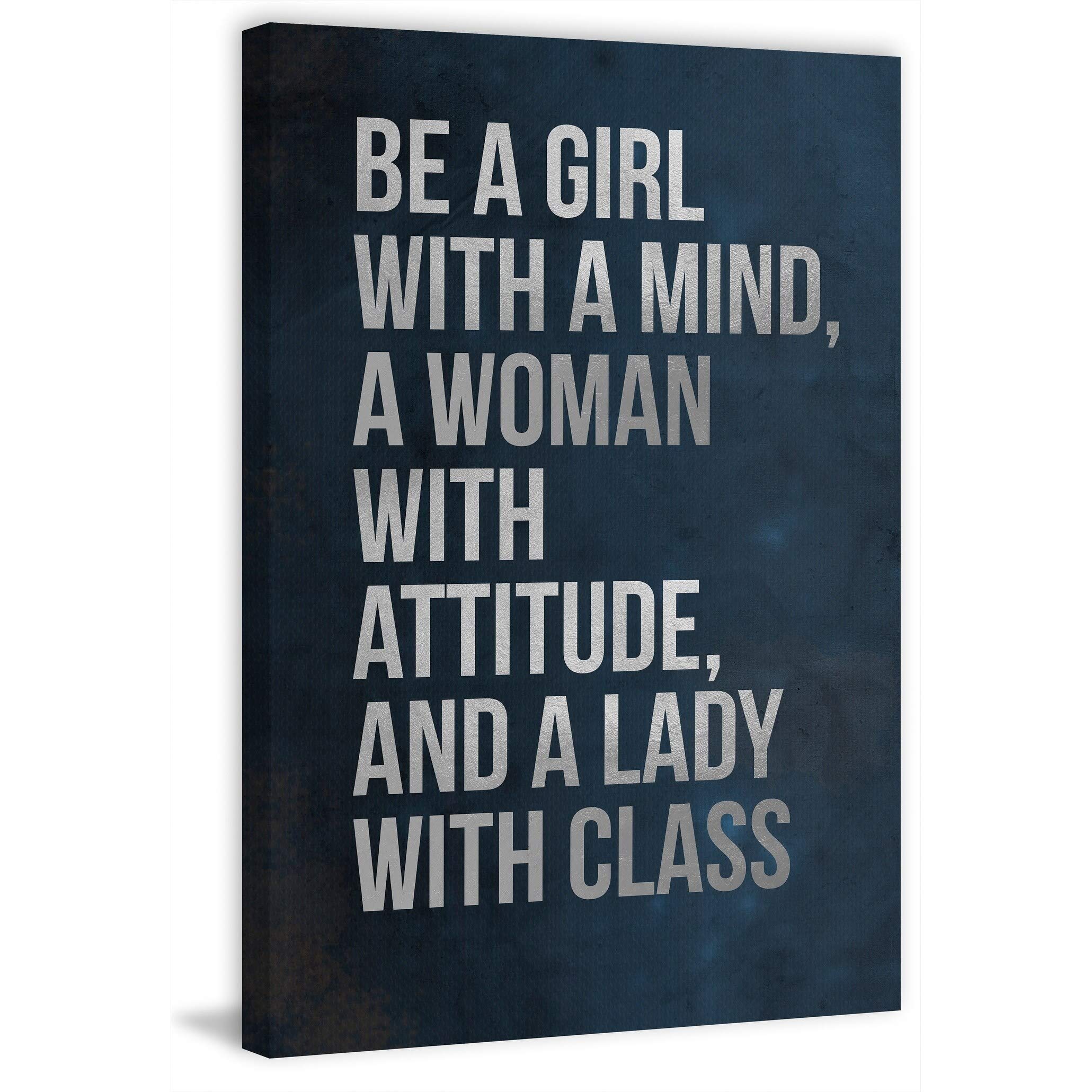 Handmade 'Be a Girl with a Mind' Canvas Wall Art Print - 16x24 Inches Framed Home Decor for Bedroom, Living Room & Office | Unique Gift for Women & Girls