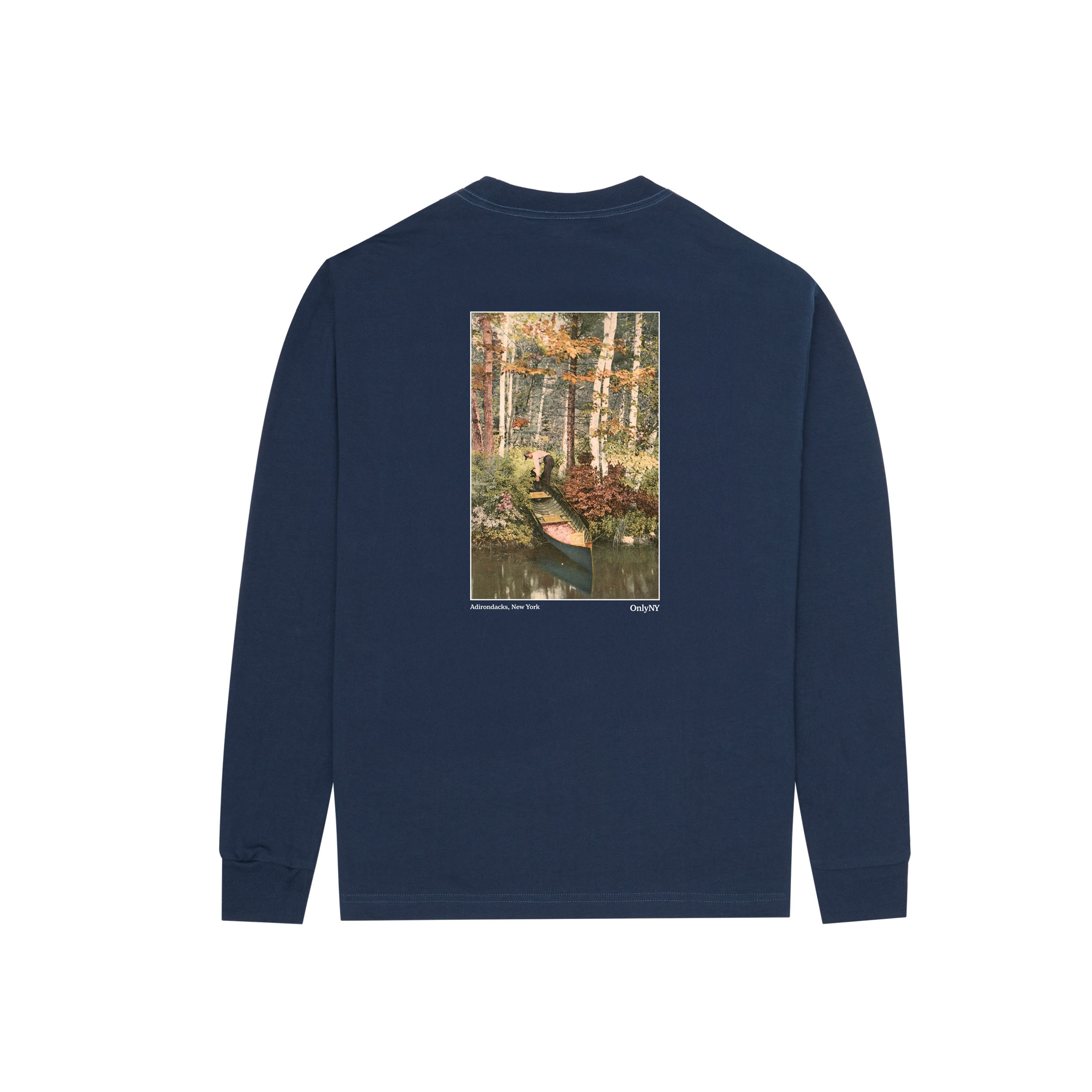 Only NY Portage Long Sleeve T-Shirt for Men - Navy Blue Casual Crewneck Shirt | Comfortable Cotton Tee for Streetwear, Layering & Everyday Wear