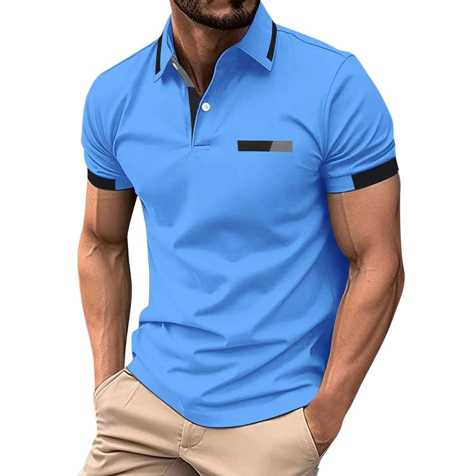 Men's Cotton Blend Polo Shirts - Short Sleeve Casual Button-Down Tops for Summer, Golf & Work | Breathable Comfort for Office, Outdoor & Sports Activities