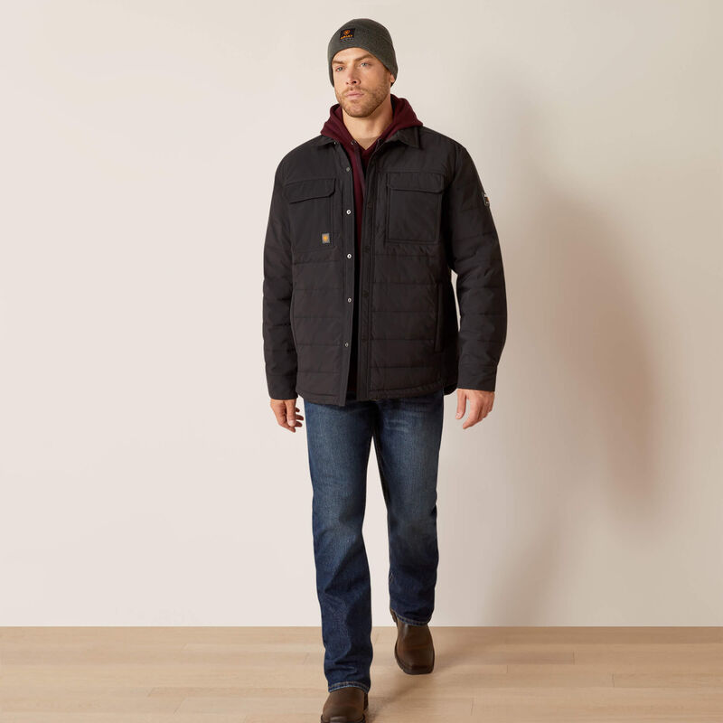 Rebar Cordura Ripstop Insulated Shirt Jacket - Black | Waterproof & Windproof Outdoor Workwear for Hiking, Camping & Construction