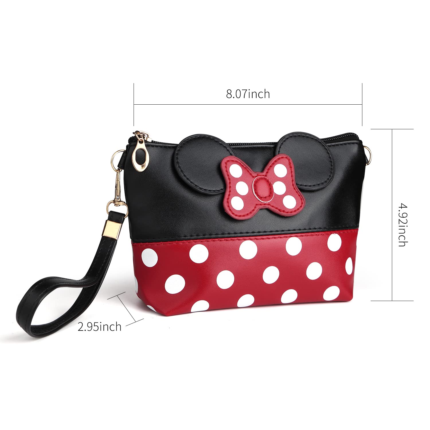 2 Pack Cute Cartoon Leather Travel Makeup Bag for Women & Teens - Portable Cosmetic Organizer & Toiletry Pouch for Girls (Black) | Perfect for Travel, Gym, School & Daily Use