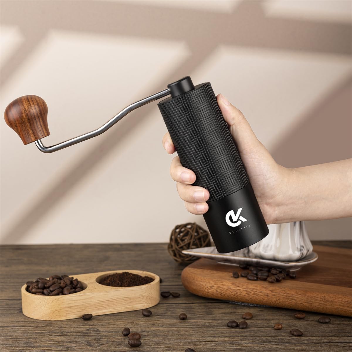 Premium Manual Coffee Grinder - Adjustable Coarse to Fine Settings, 30g Capacity with CNC Stainless Steel Conical Burr for Espresso, French Press, Pour Over - Perfect for Home, Office, Travel & Camping Coffee Lovers