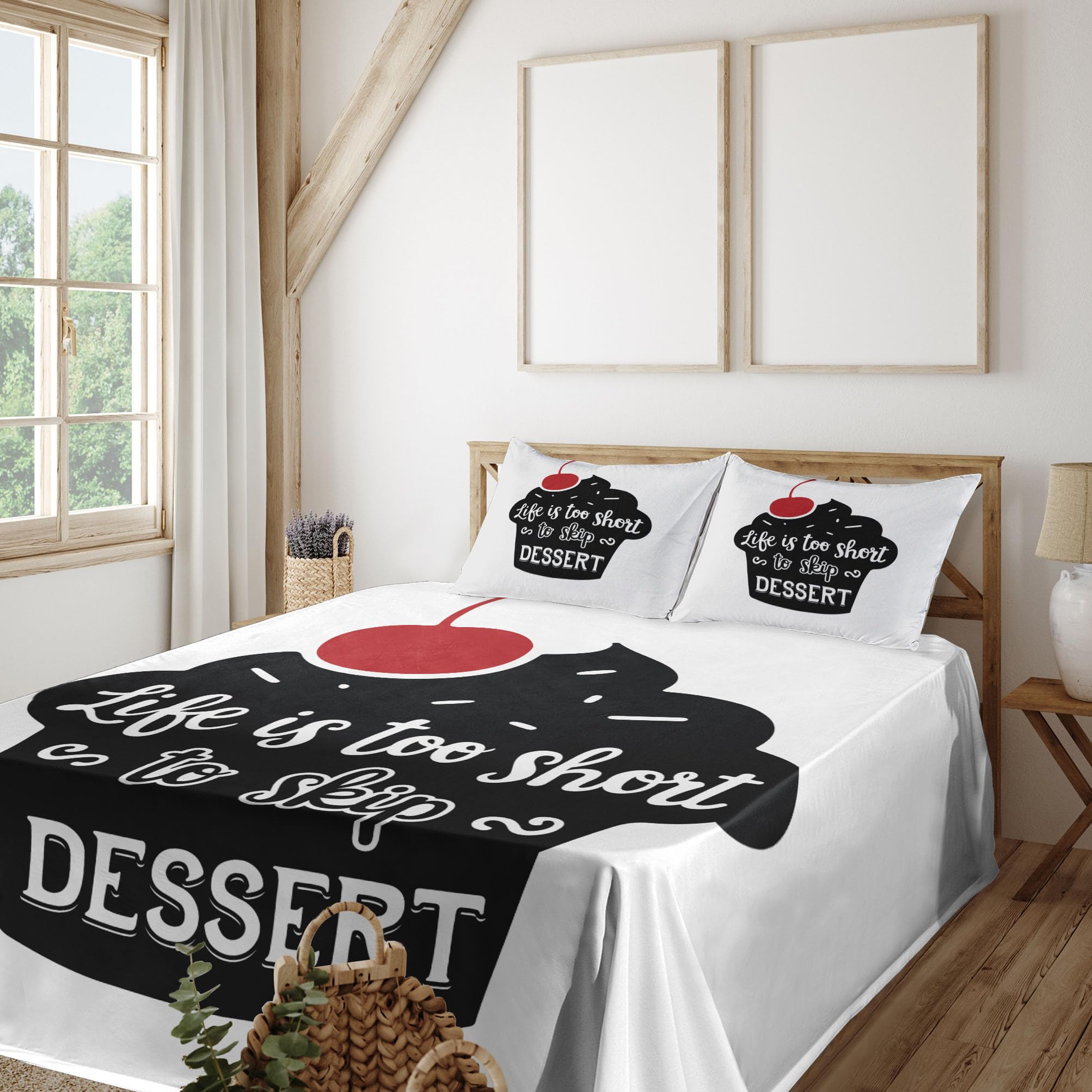 Ambesonne Dessert Themed 3-Piece Sheet Set - 