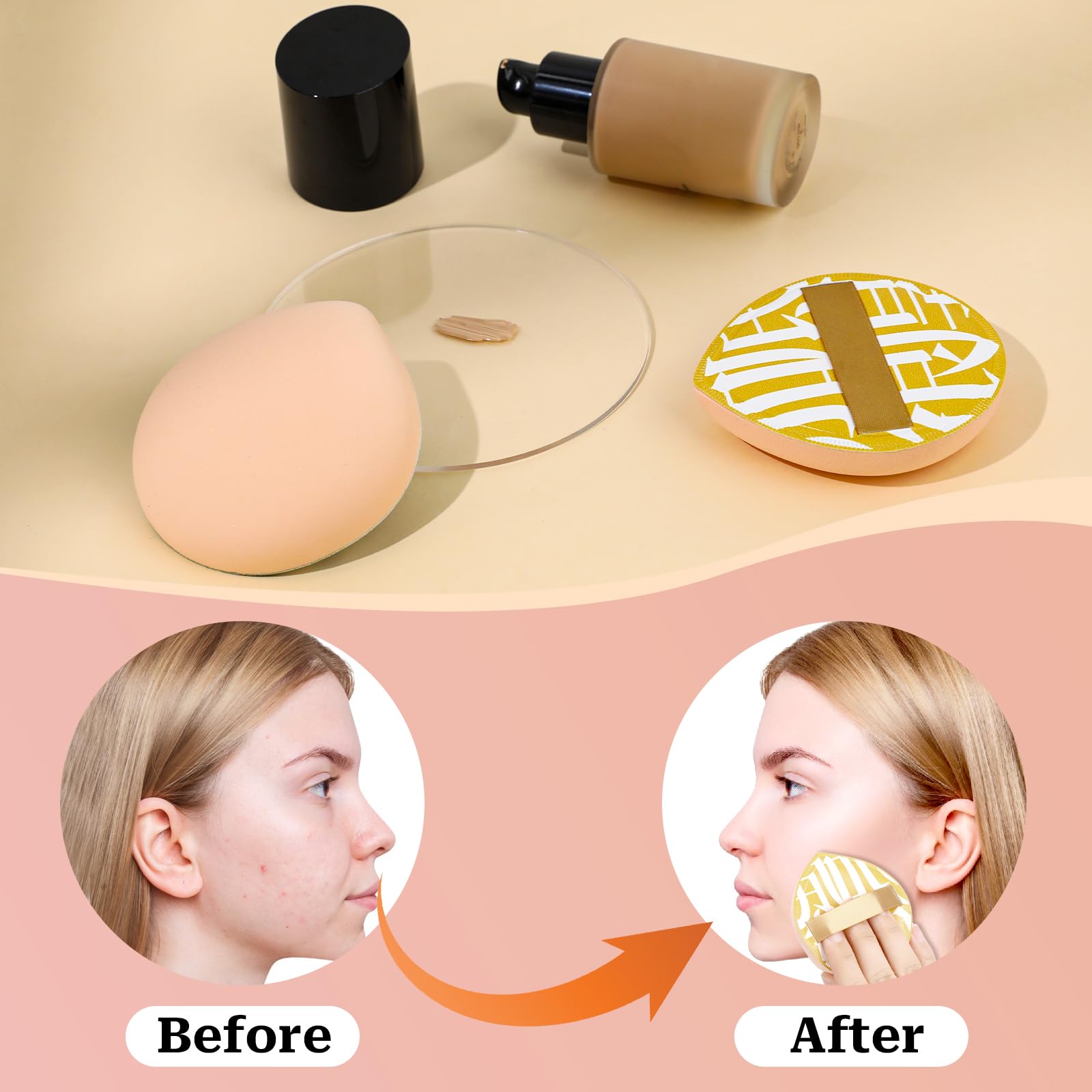 Korean Makeup Sponge 4-Pack - Foundation & Powder Blender for Liquid, Cream - Large Size for Flawless Finish